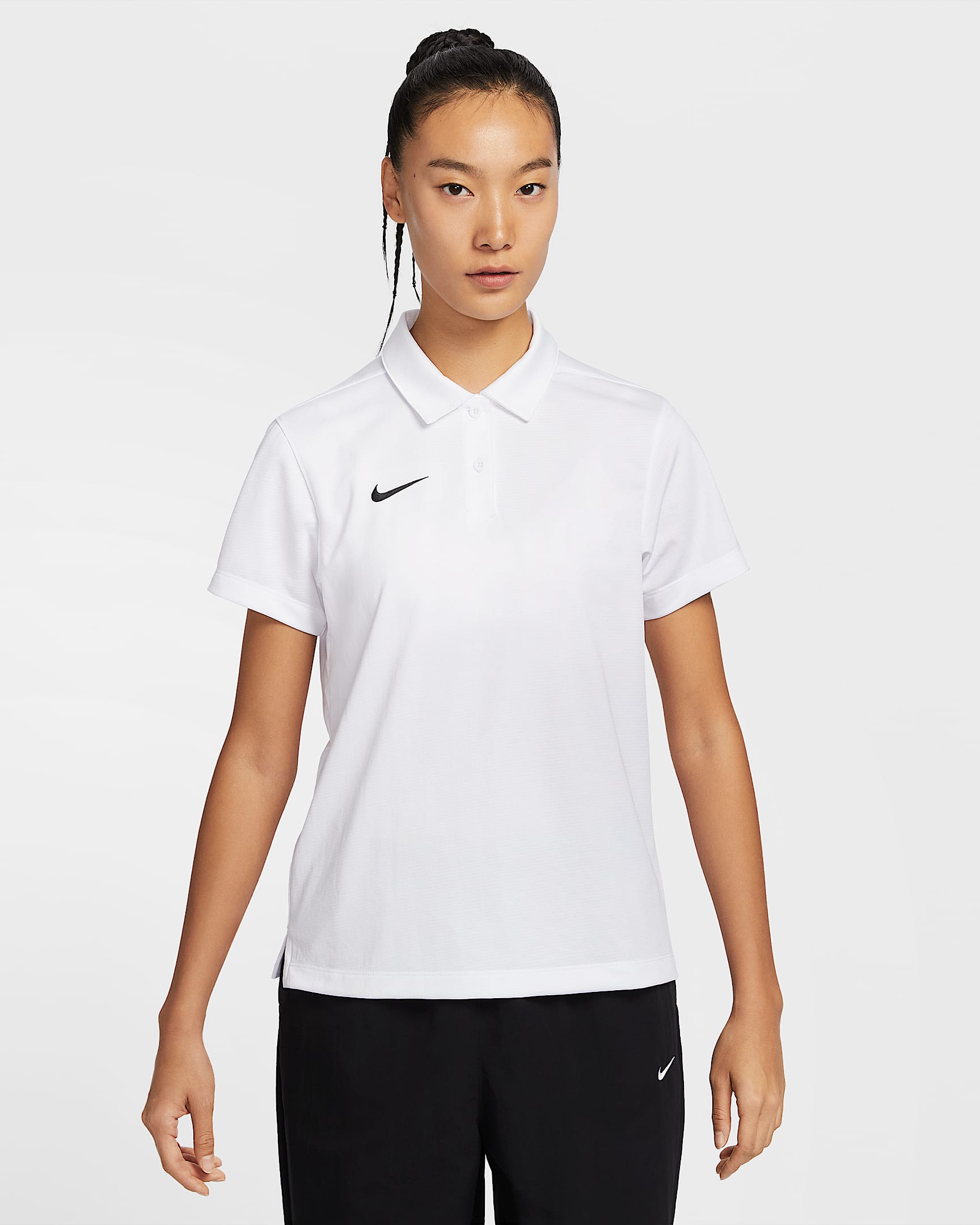 Nike Dri-FIT Stock 女子速干翻领T恤 - 白色