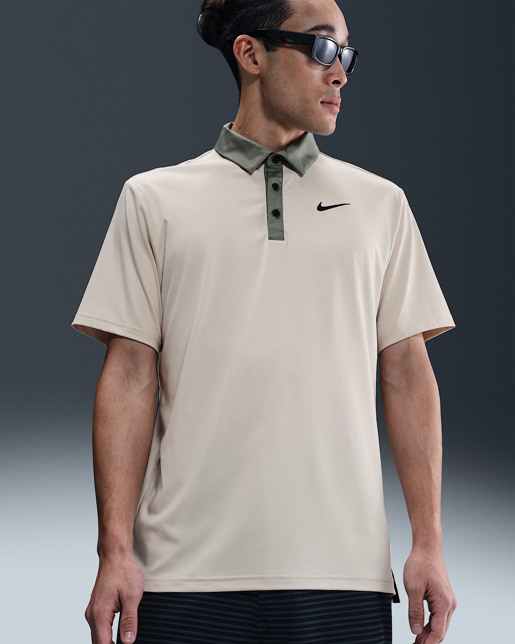 Nike Tour Dri-FIT 男子速干高尔夫翻领T恤 - 浅土褐/土绿/黑