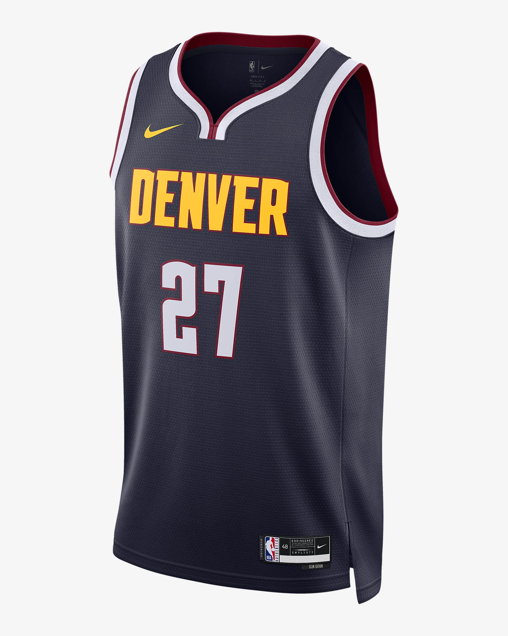 丹佛掘金队 Icon Edition Nike Dri-FIT NBA Swingman Jersey 男子透气速干球衣 - 大学深蓝