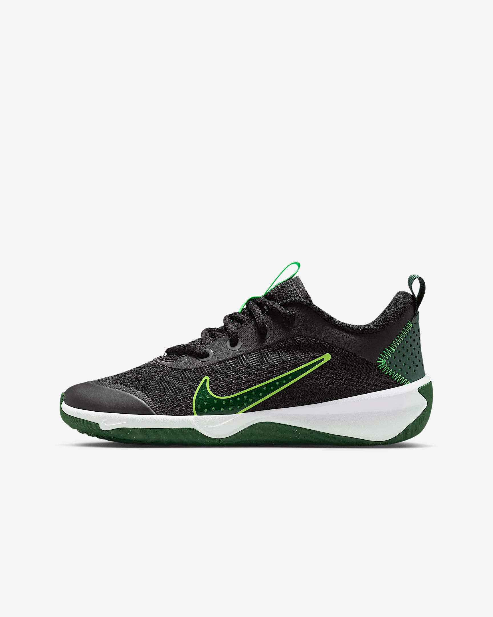 Nike Omni Multi-Court 大童体育课综合运动鞋 - 黑/冲击绿/冷杉绿