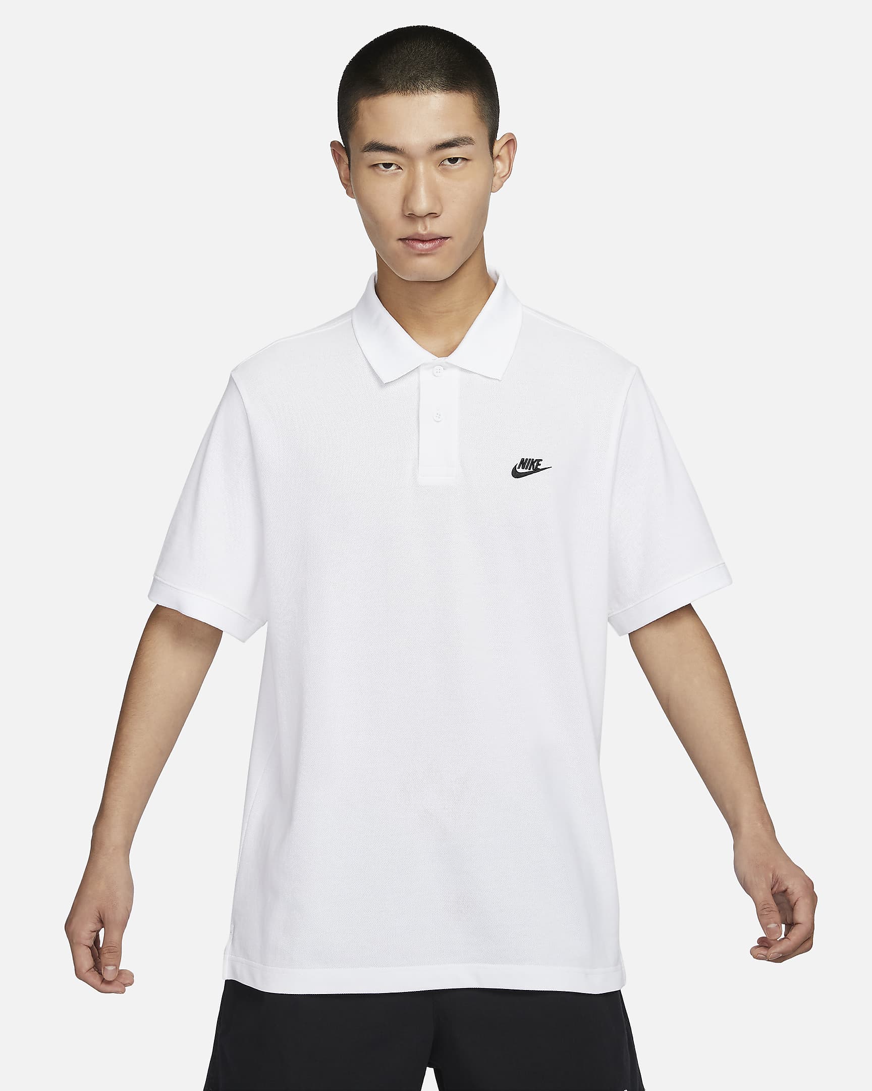 Nike Club 男子宽松版型短袖翻领T恤 - 白色/黑