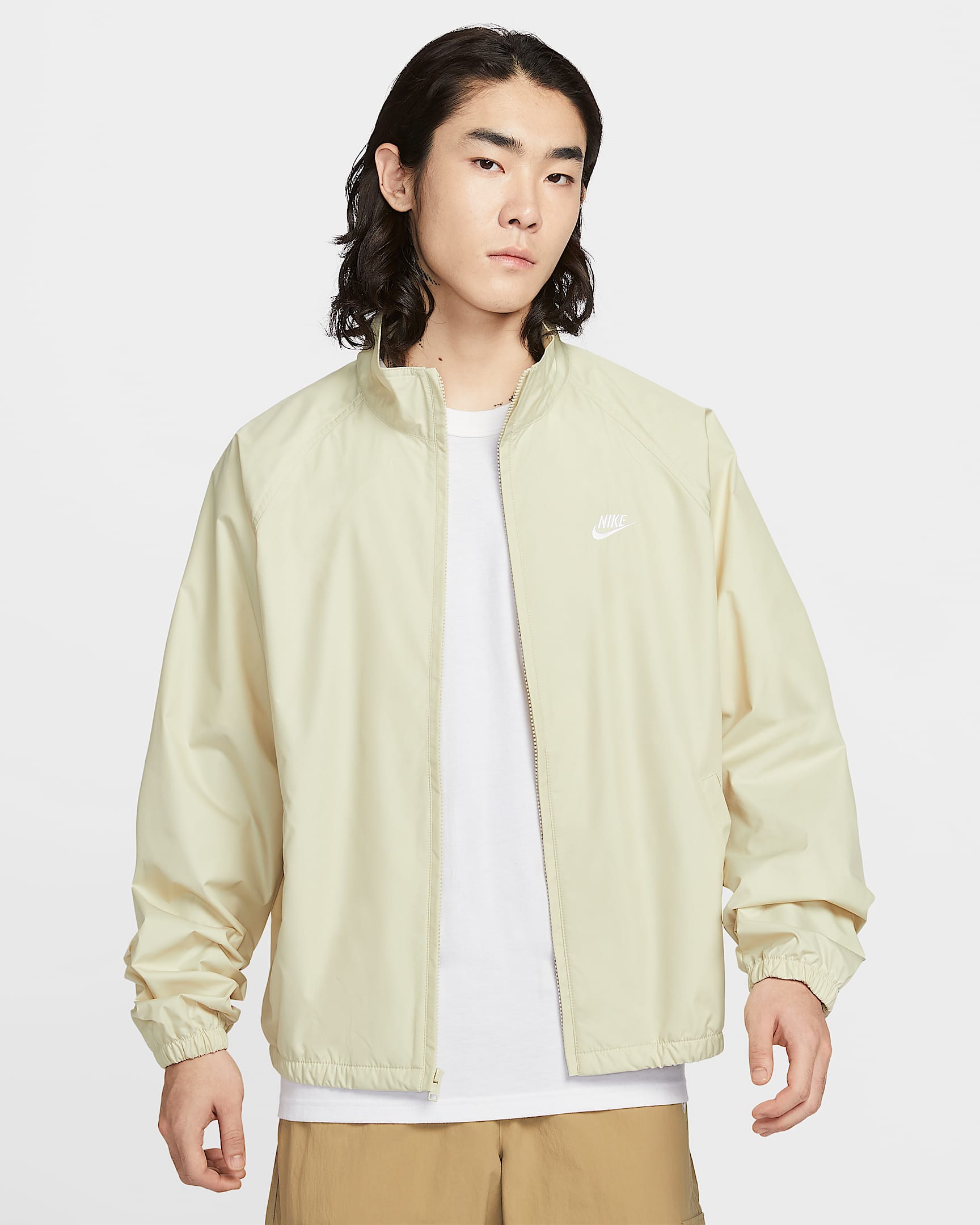 Nike Sportswear Club Roscoe 男子全长拉链开襟夹克 - 浅卡其/白色