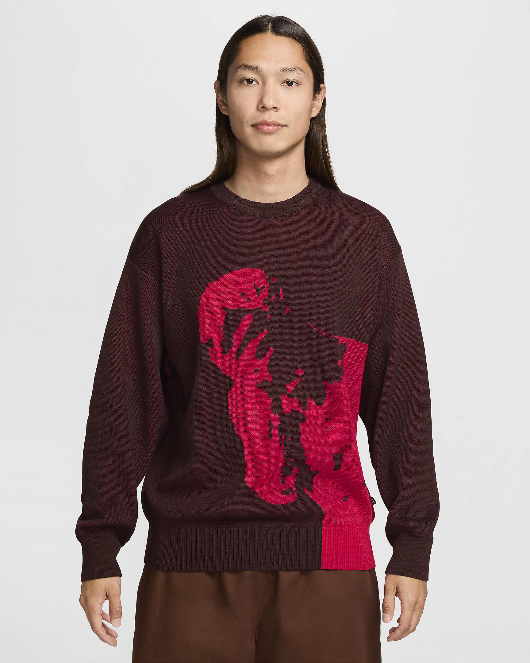 Nike SB 男/女复古滑板毛衣 - 土褐