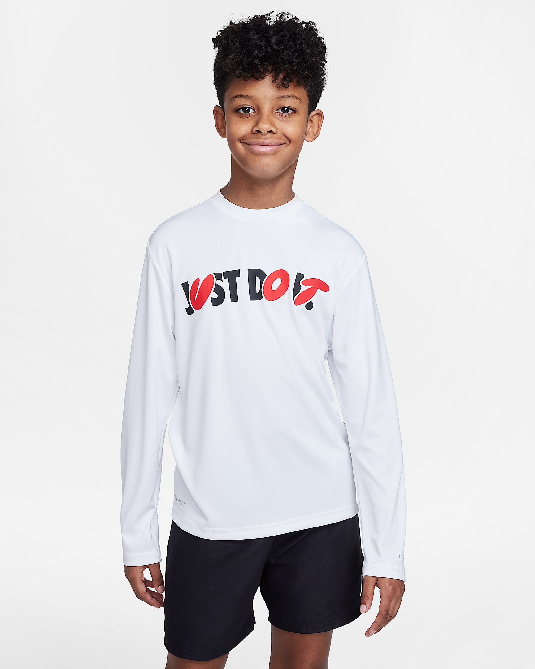 Nike Swim Hydroguard Dri-FIT 大童(男孩)防晒速干长袖上衣 - 白色/黑/大学红/黑