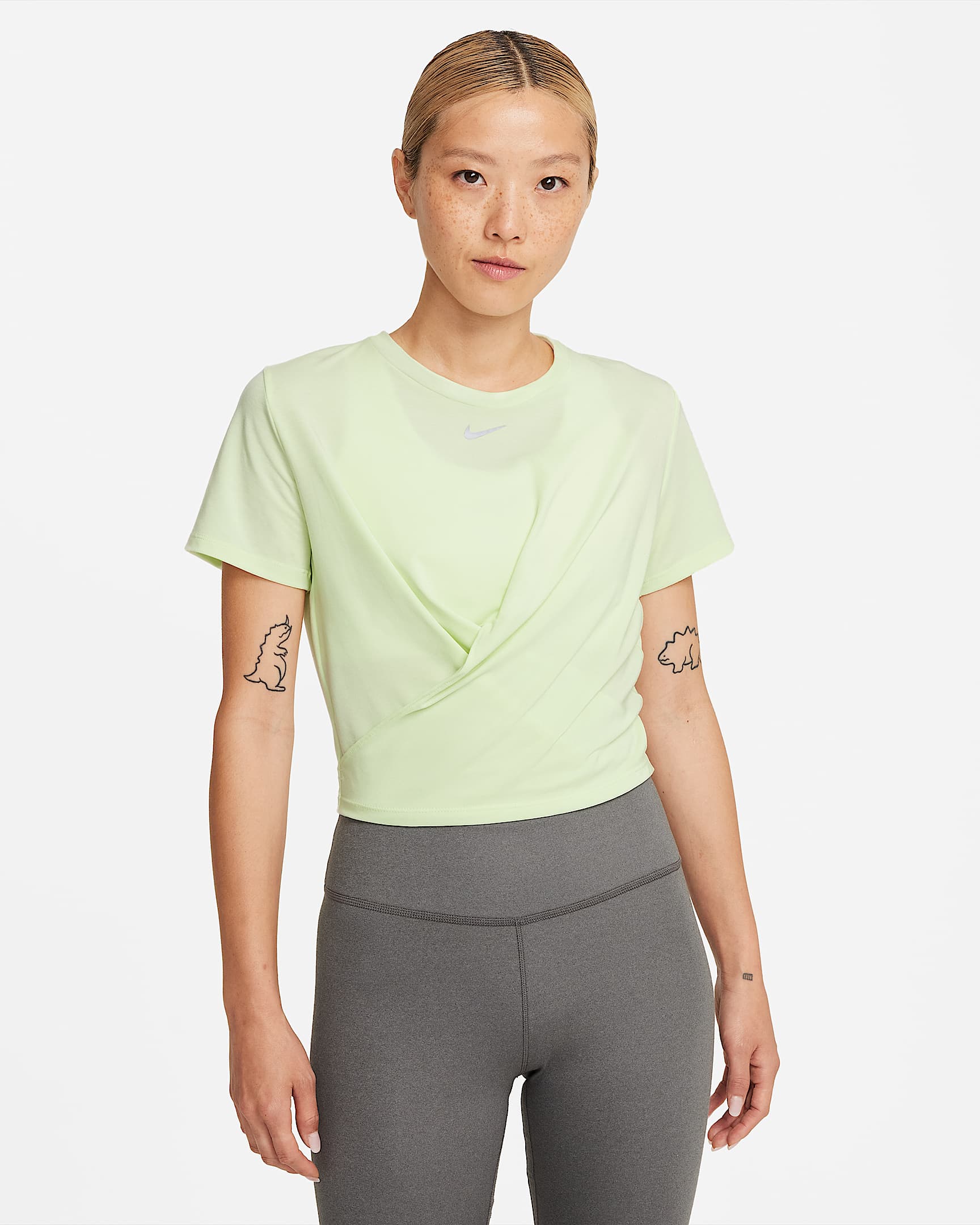 Nike Dri-FIT One Luxe 女子速干扭结式短袖上衣 - 冰绿黄