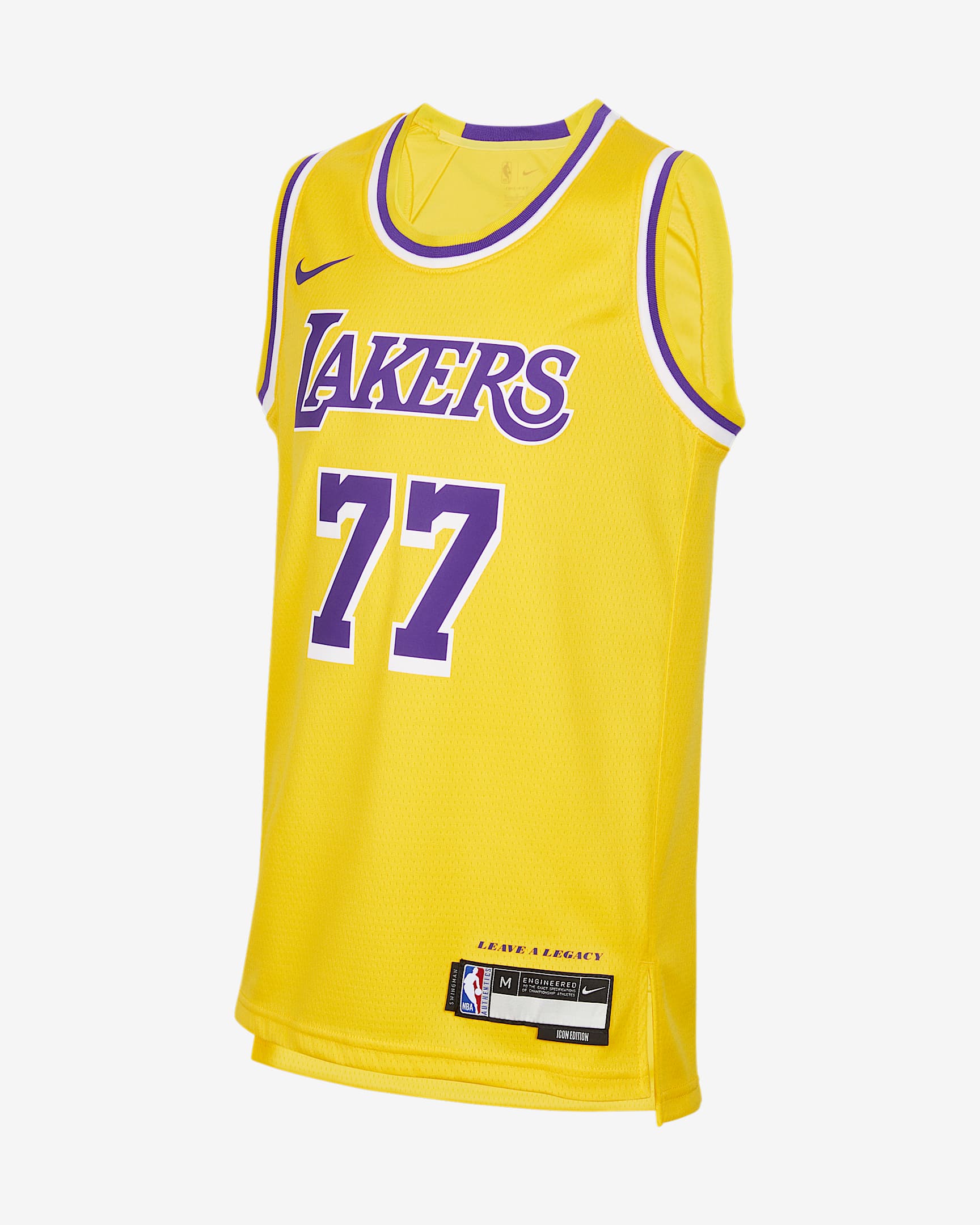 2024/25 赛季洛杉矶湖人队卢卡·东契奇 (Luka Dončić) Icon Edition Nike NBA Swingman Jersey 大童(男孩)速干球衣 - 阿马里洛黄
