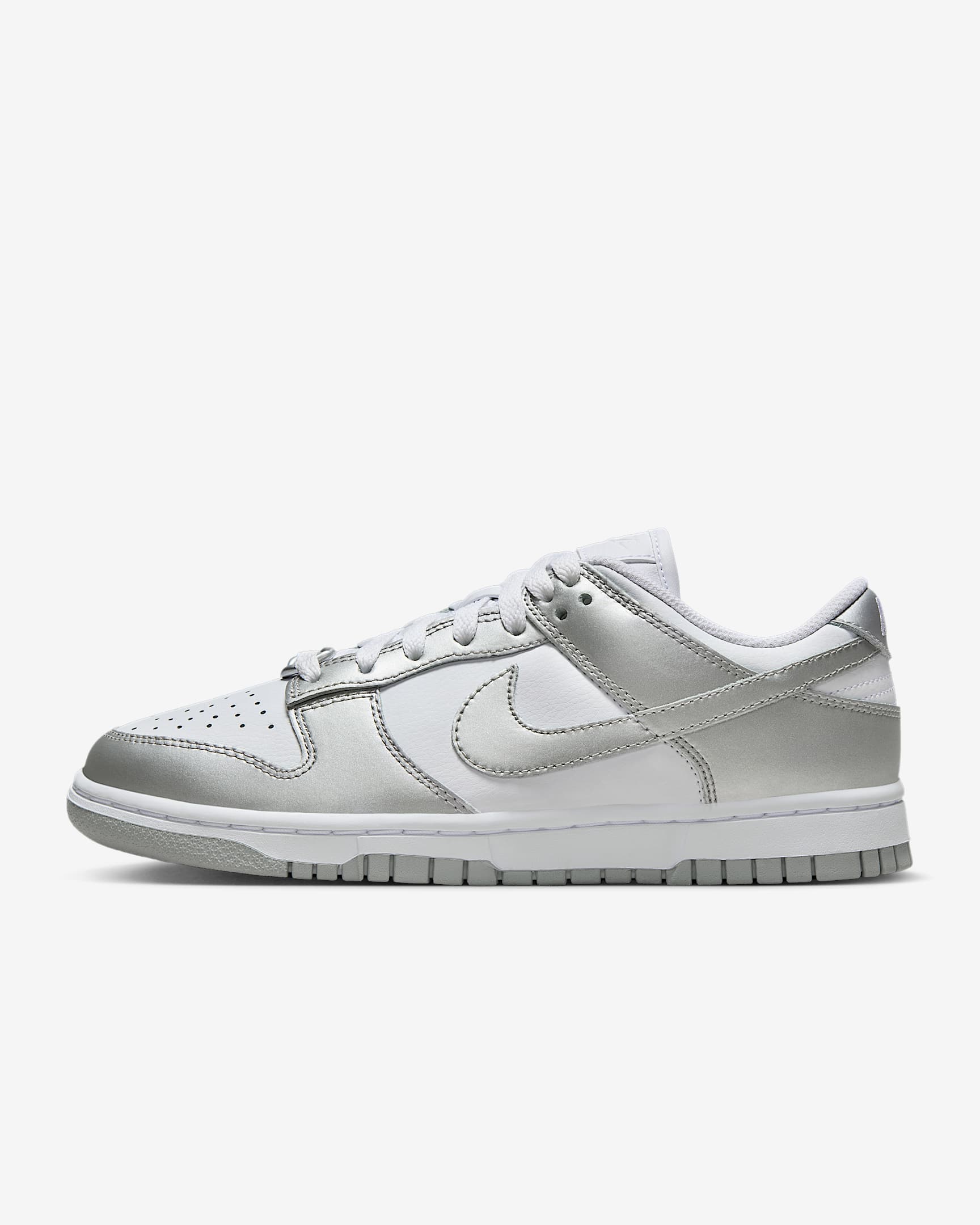 Nike Dunk Low 女子运动鞋 - 白色/沁蓝/金属银