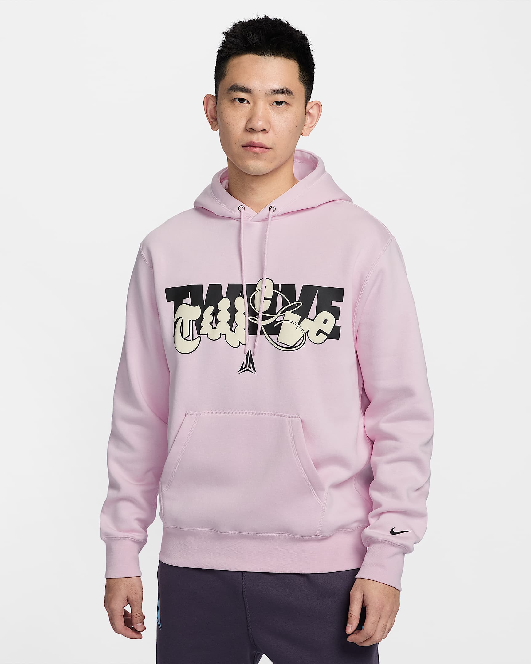 Ja Club Fleece 莫兰特男子加绒篮球连帽衫 - 泡沫粉/黑