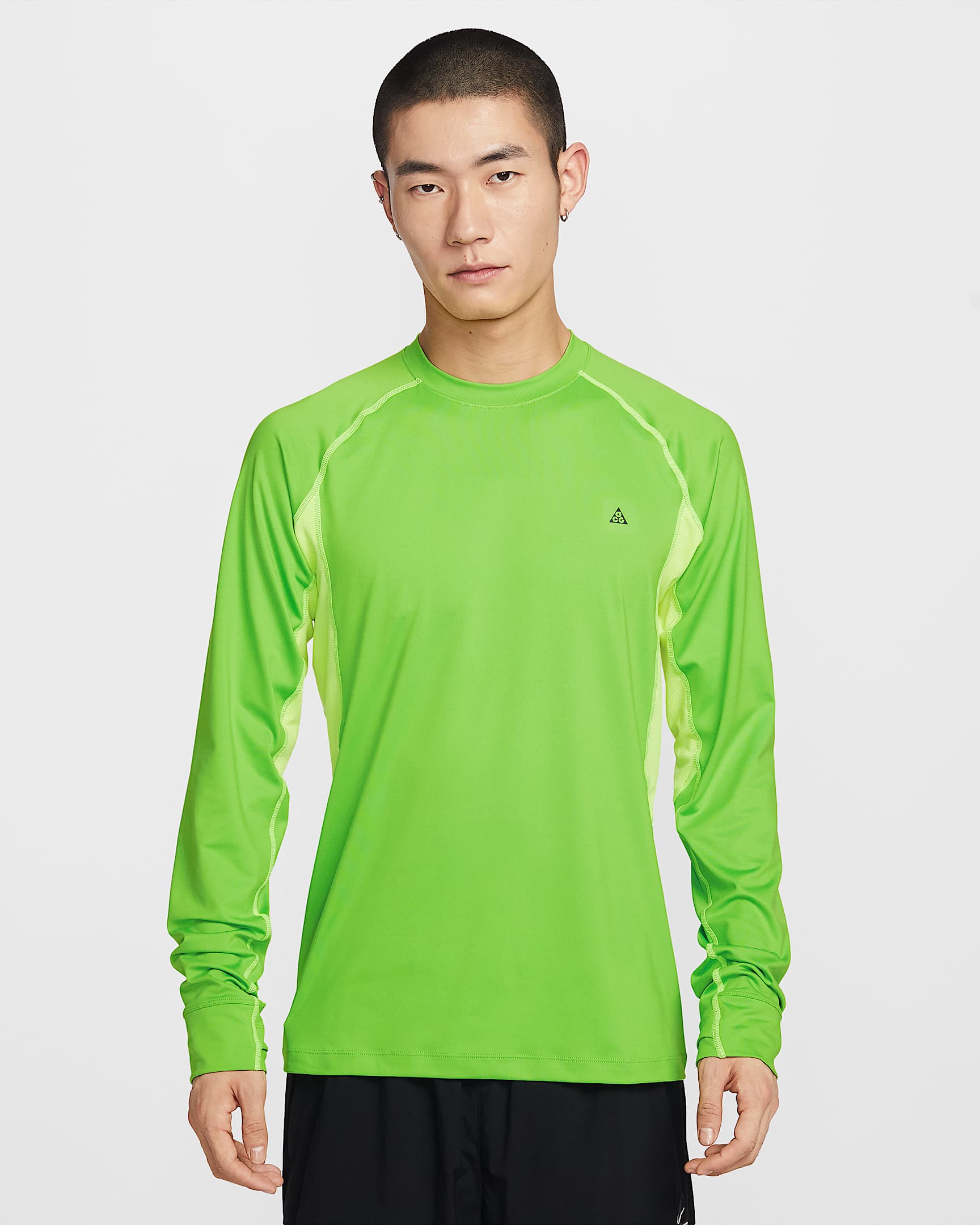 Nike ACG Dri-FIT 男子速干长袖修身运动上衣 - 明绿/荧光冰黄/冷杉绿/黑