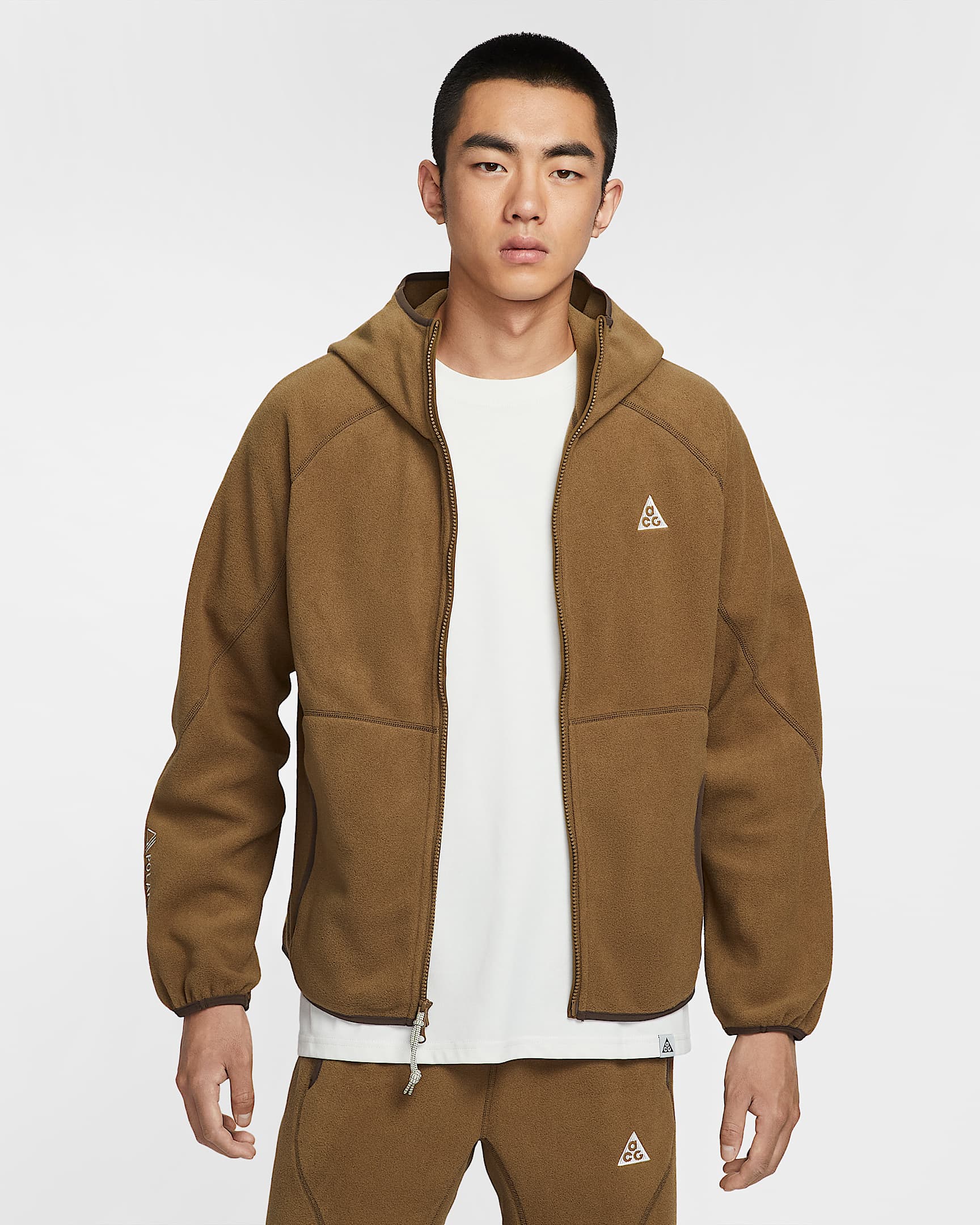 Nike ACG "Wolf Tree" 男子摇粒绒全长拉链开襟连帽衫 - 苔木棕色/巴洛克棕/山峰白
