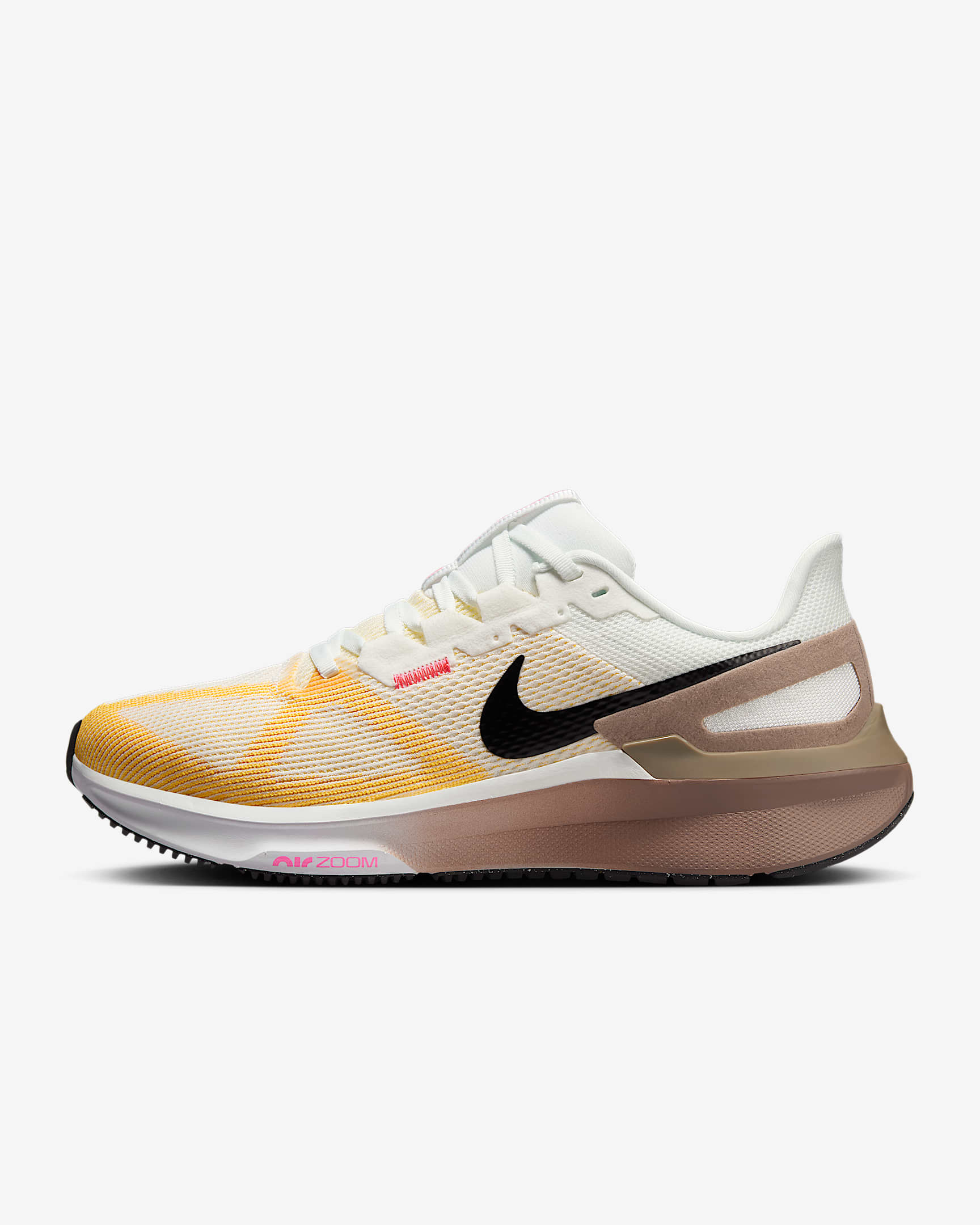 Nike Structure 25 女子公路跑步鞋 - 山峰白/貂棕/校园粟黄/黑