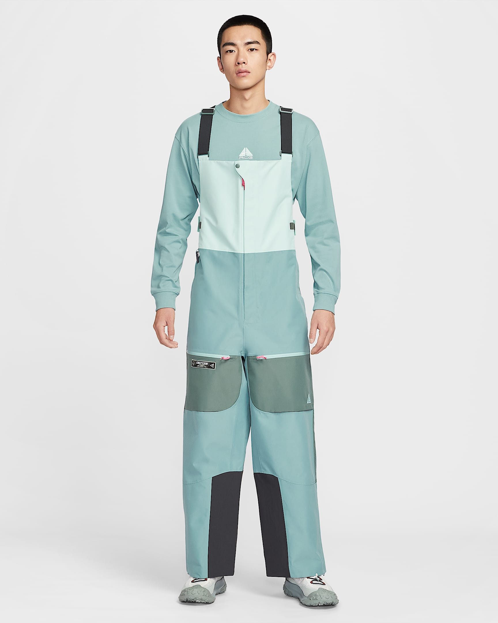 Nike ACG "Mystery Lights" Storm-FIT ADV 2L 男子防风防水背带裤硬壳冲锋裤滑雪裤 - 泡沫薄荷绿/加农绿/土绿/加农绿