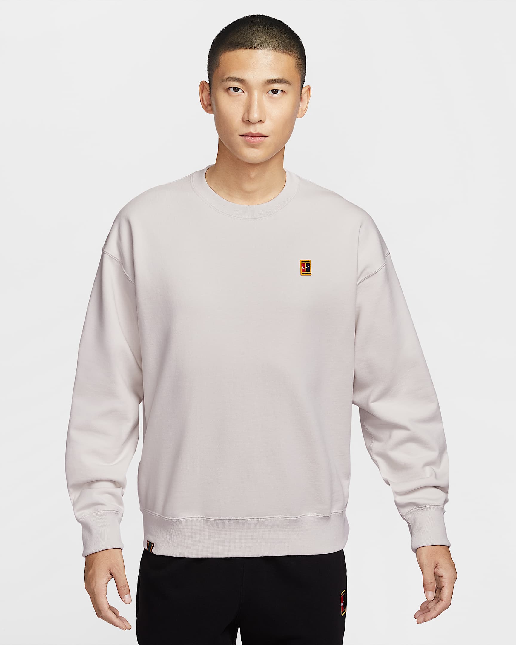 NikeCourt 男子法式毛圈圆领上衣 - 幻影灰白