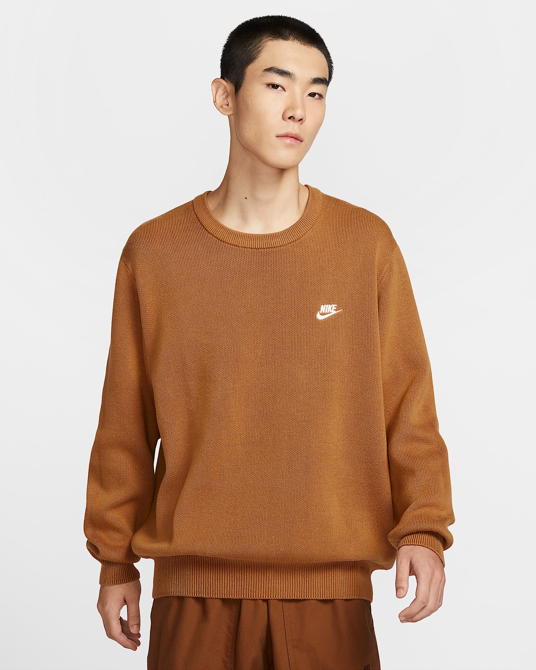Nike Club 男子圆领毛衣 - 亚麻/白色
