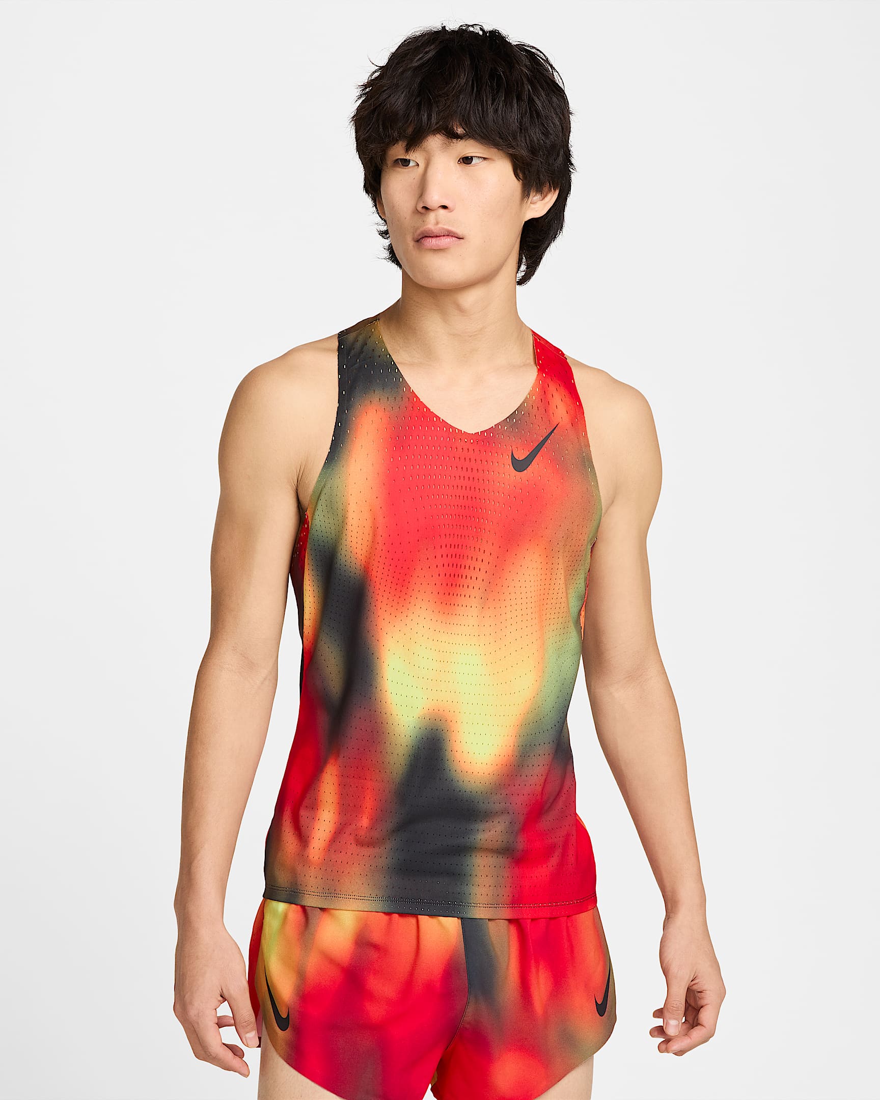 Nike AeroSwift Elite Entry Dri-FIT ADV 男子速干跑步背心 - 浅柠檬黄/浅深红/黑/黑
