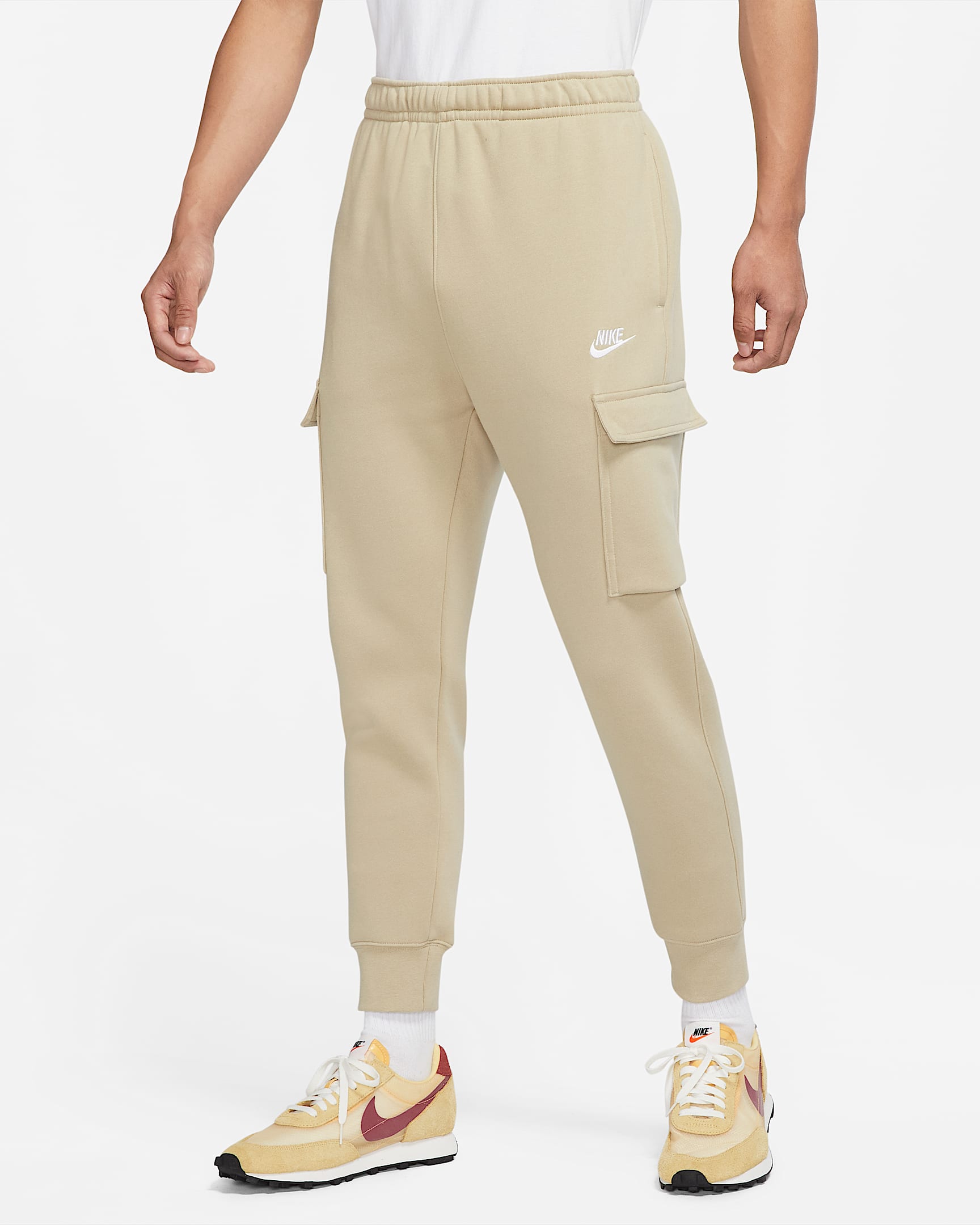 Nike Sportswear Club Fleece 男子加绒工装长裤 - 石灰色/石灰色/白色