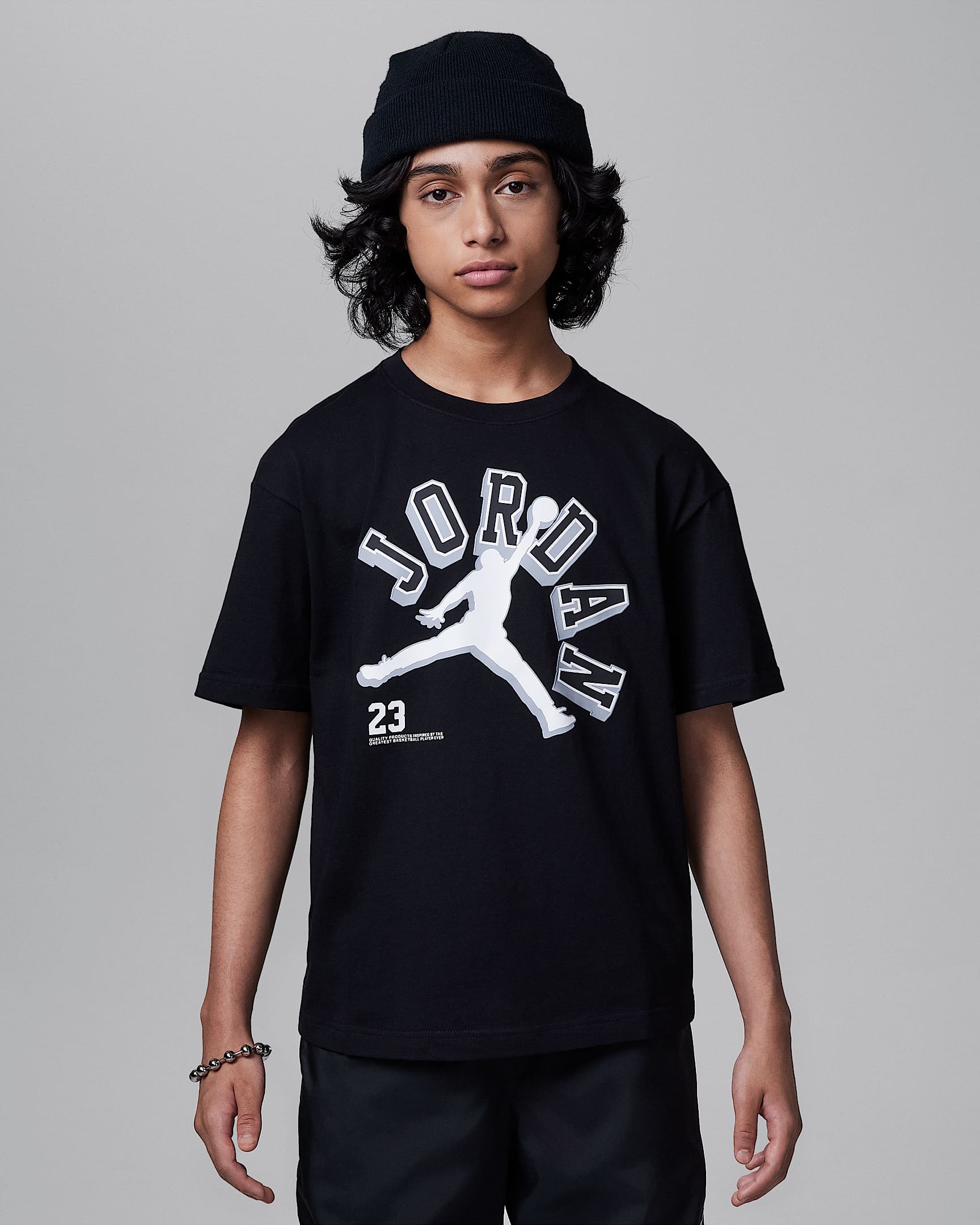 Jordan Varsity Jumpman 大童T恤 - 黑/白色