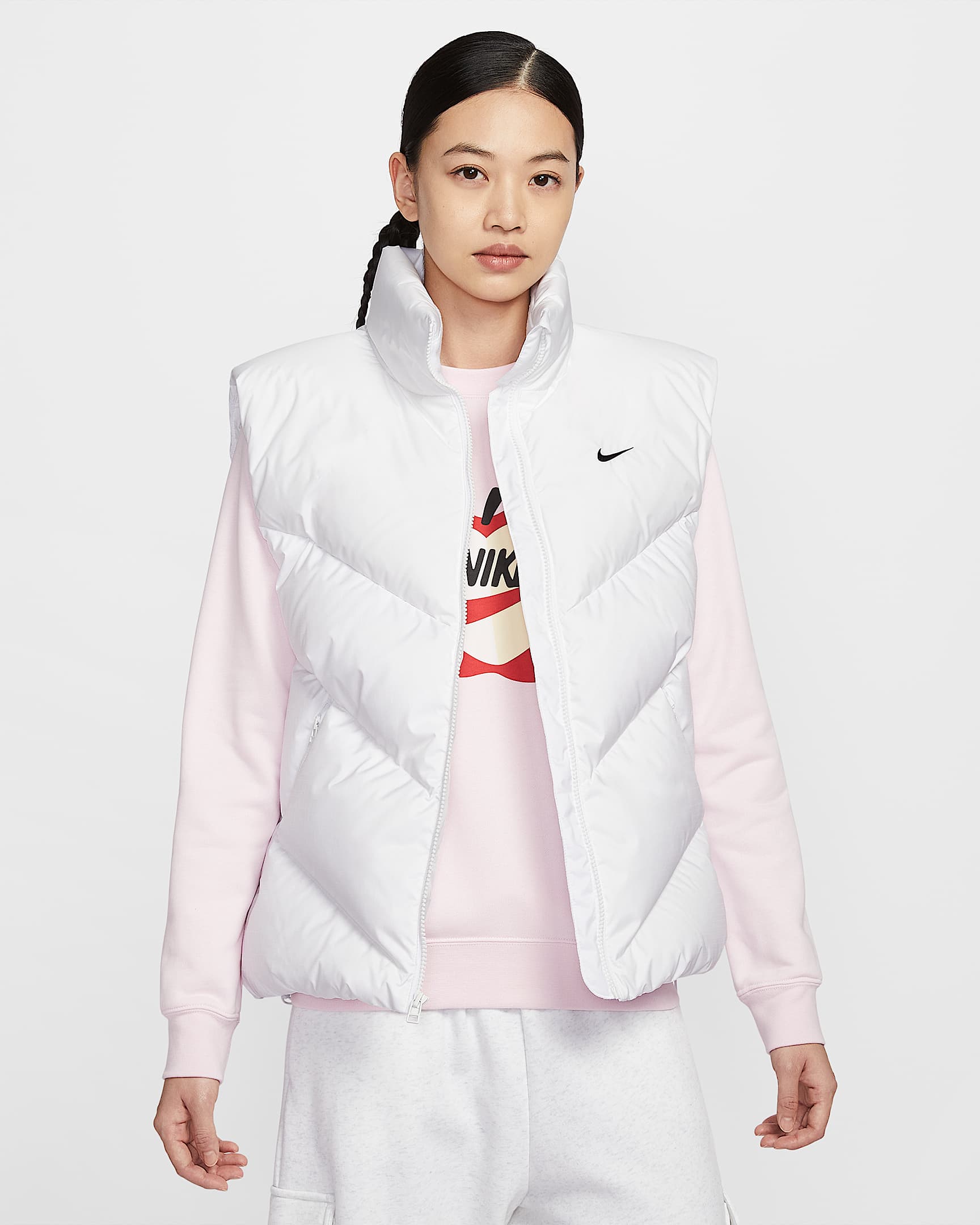 Nike Sportswear Windpuffer Storm-FIT 女子防风拒水宽松羽绒马甲 - 白色/黑