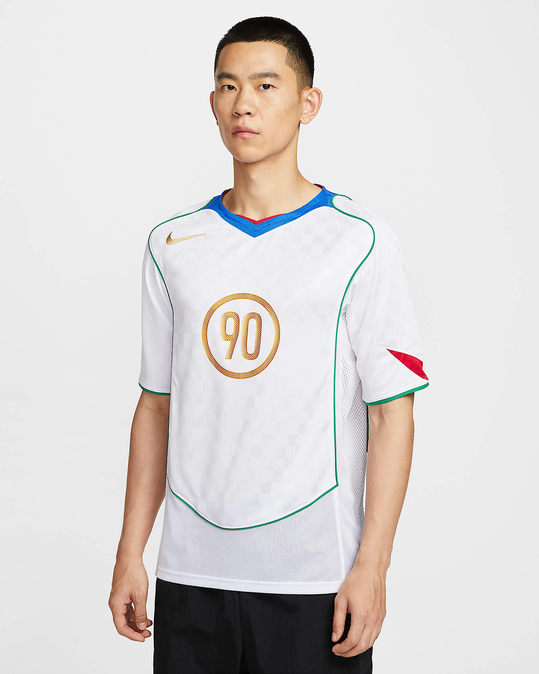 Nike Total 90 Dri-FIT 男子速干足球球衣 - 白色/意大利蓝/运动红/金属色