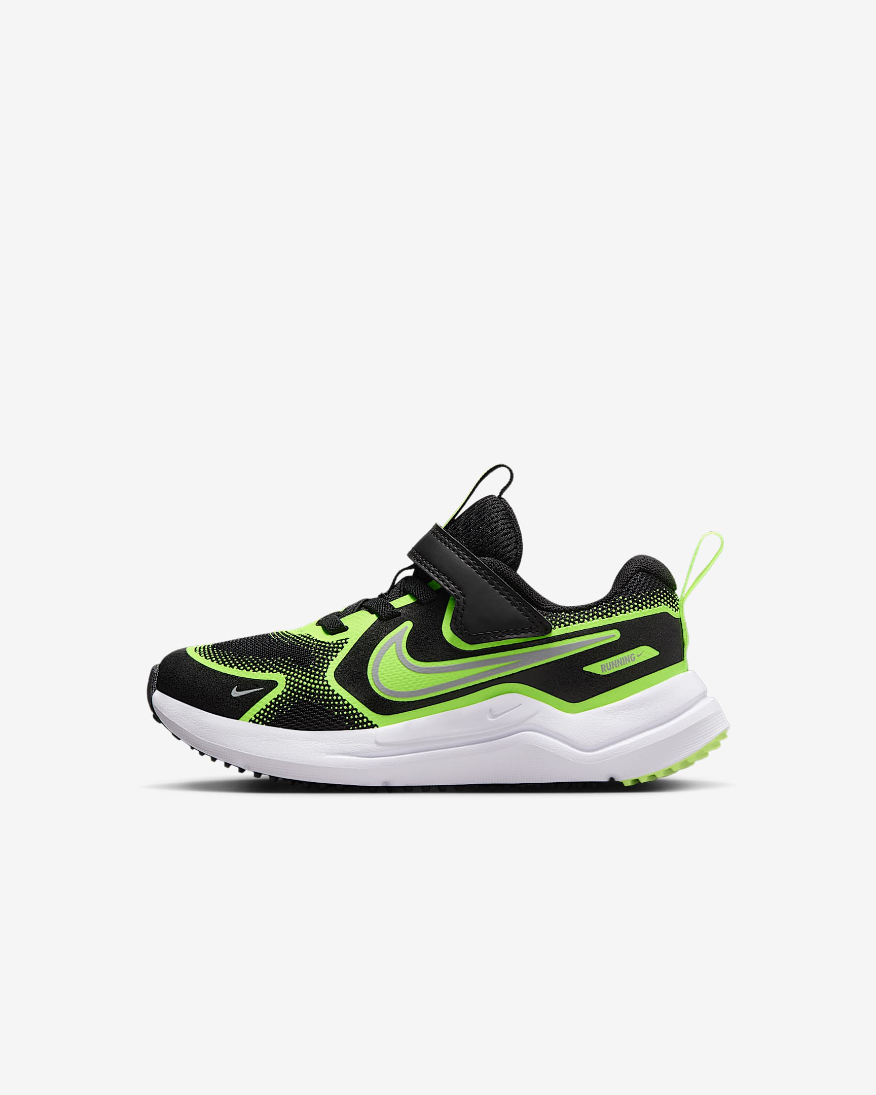 Nike Cosmic Runner 耐克宇宙一号幼童易穿脱运动鞋 - 黑/荧光黄/狼灰