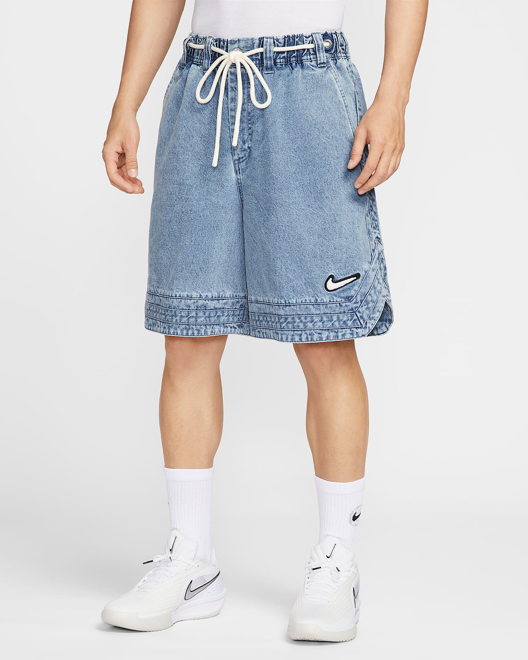 Nike 男子牛仔布篮球短裤 - 蓝灰/淡象牙白