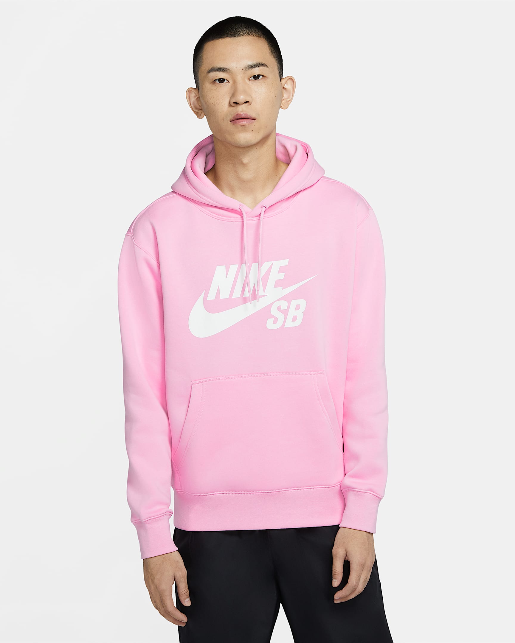 Nike SB Icon 男子套头滑板连帽衫 - 上升粉/白色