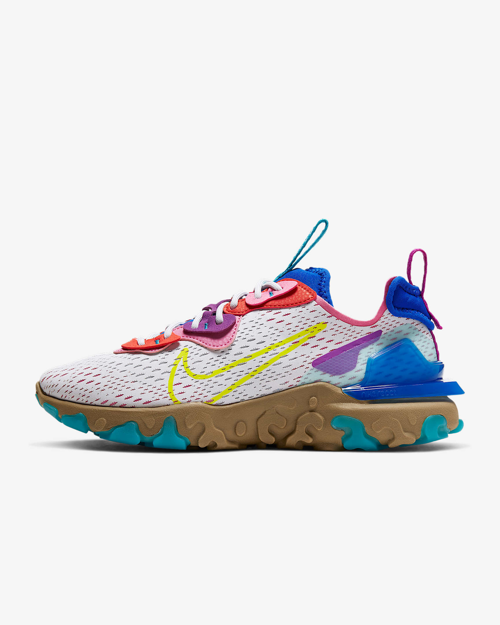 Nike NSW React Vision 女子运动鞋 - 尘光子色/超蓝/神秘火烈鸟红/亮眼柠檬黄
