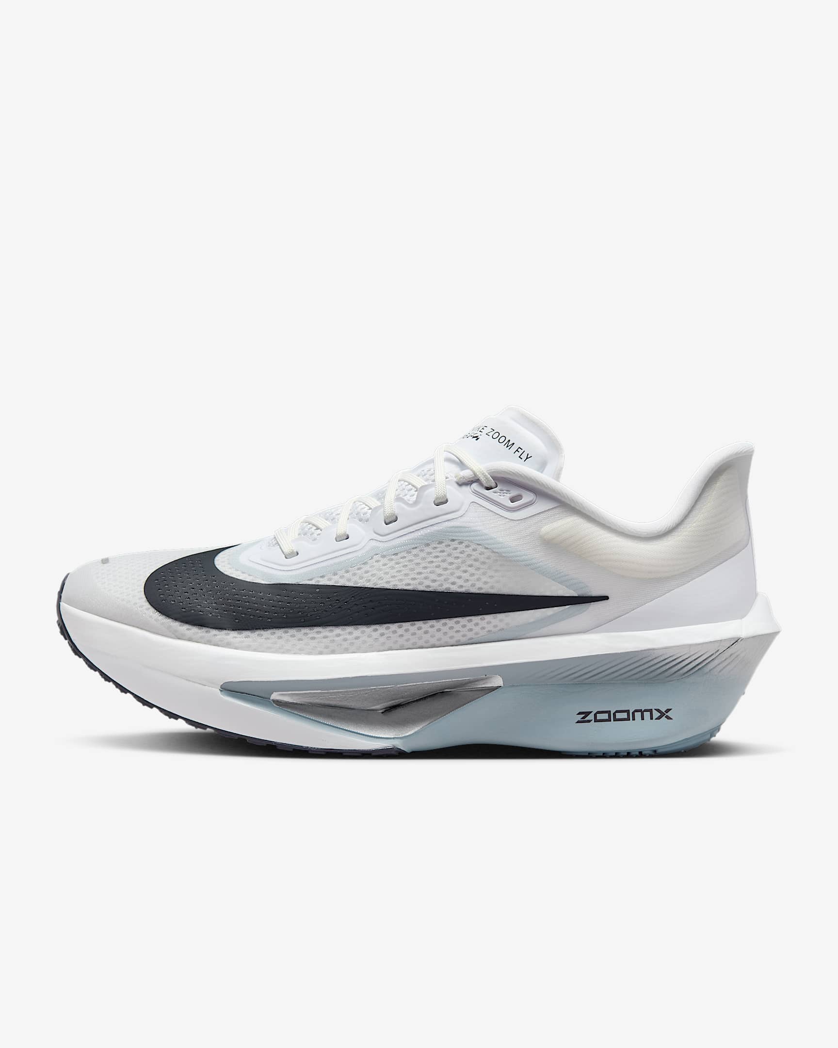 Nike Zoom Fly 6 男子公路竞速跑步鞋 - 白色/白金色/薄雾黑蓝/铁架黑