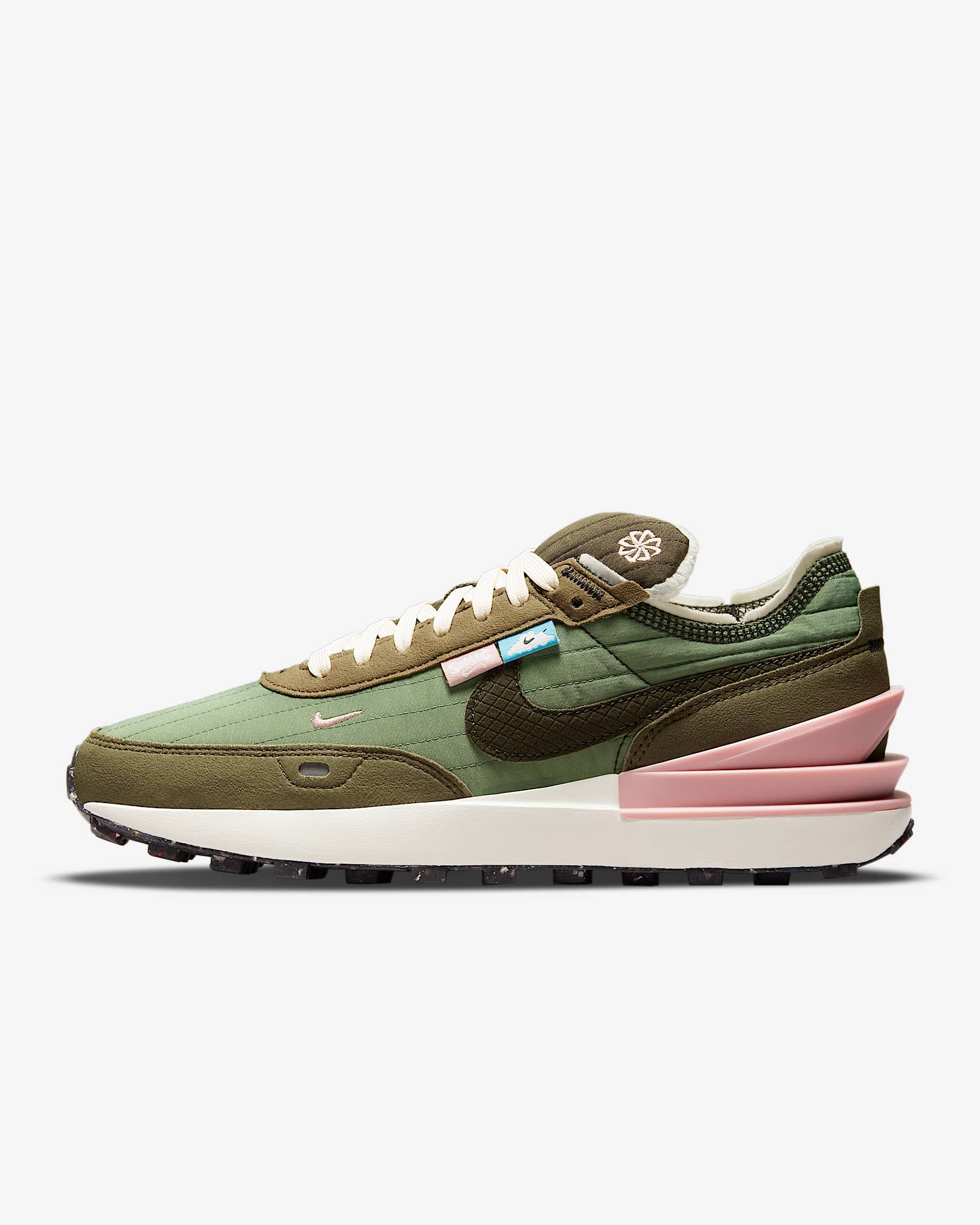 Nike Waffle One NN 女子运动鞋 - 油绿/帆白/釉粉/红杉绿