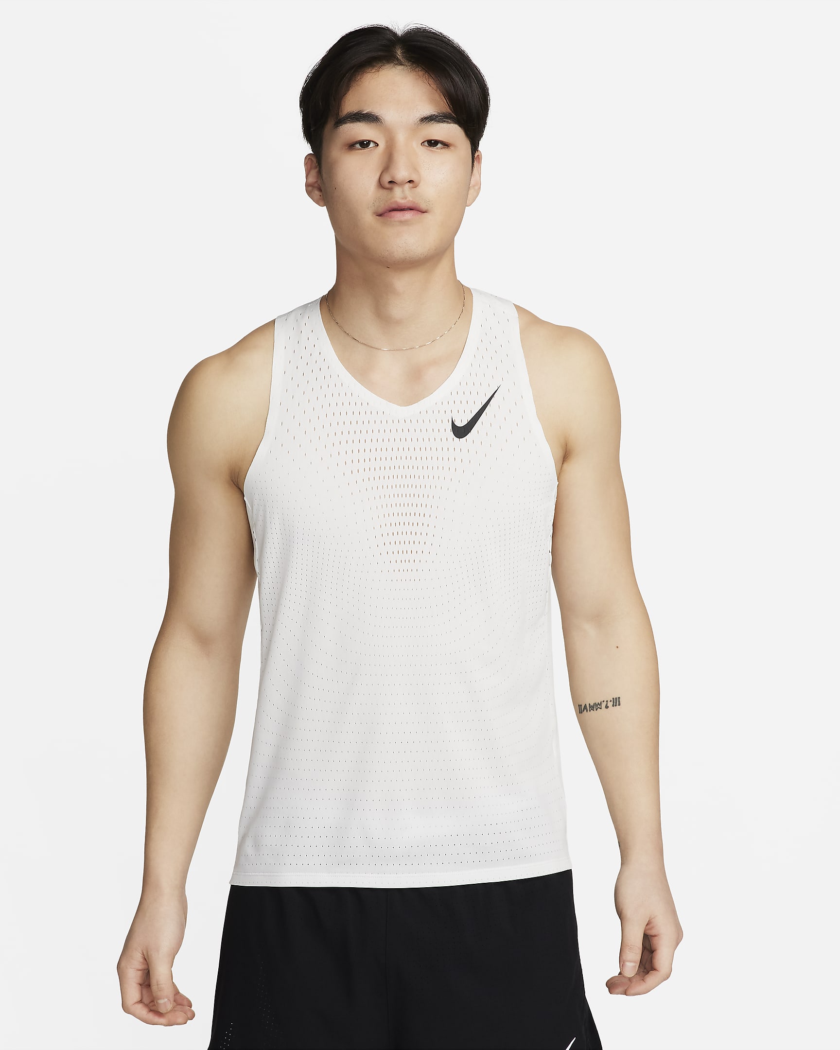 Nike AeroSwift Dri-FIT ADV 男子速干跑步背心 - 山峰白/黑