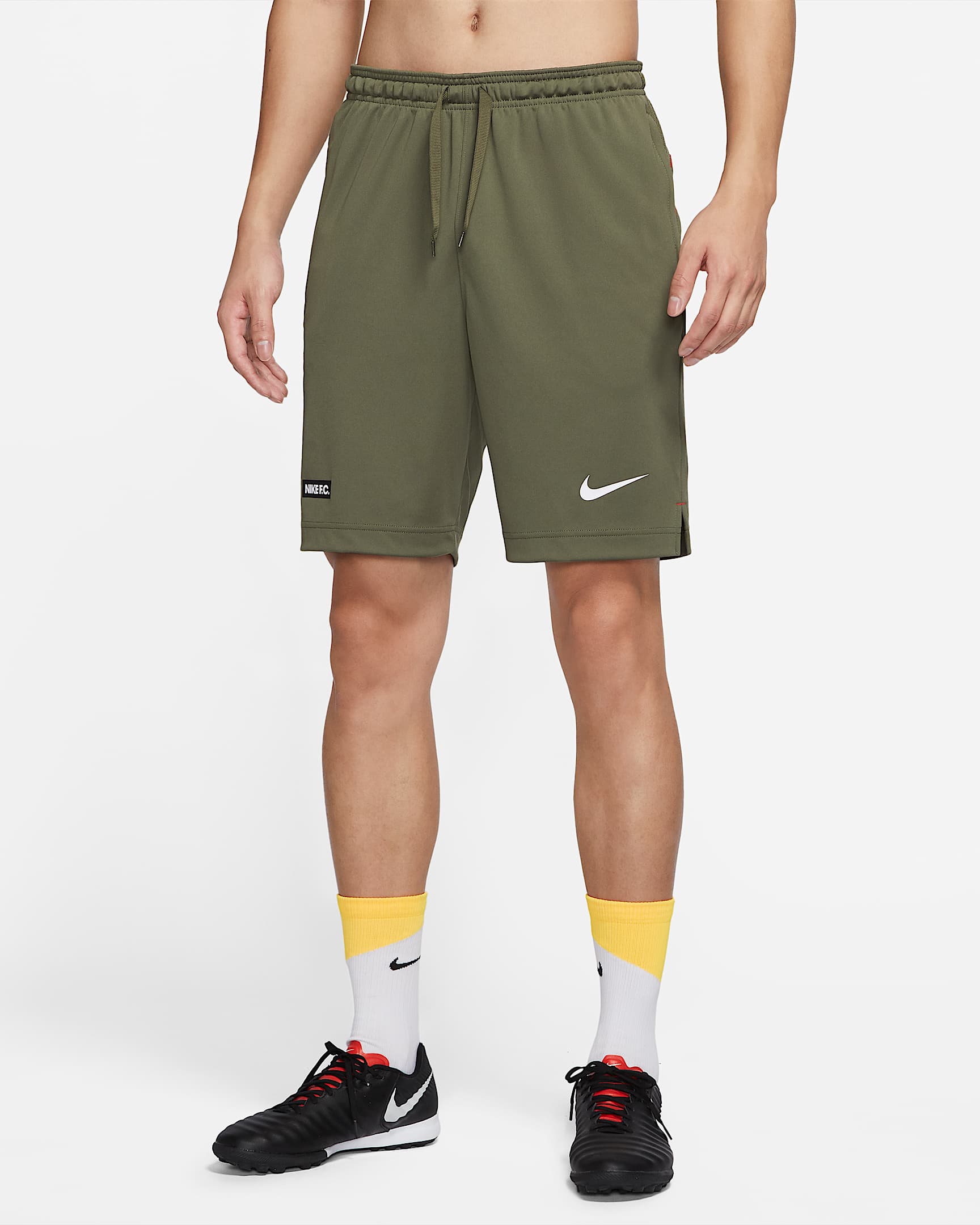 Nike Dri-FIT F.C. Libero 男子足球短裤 - 中橄榄绿/哈瓦那红/白色
