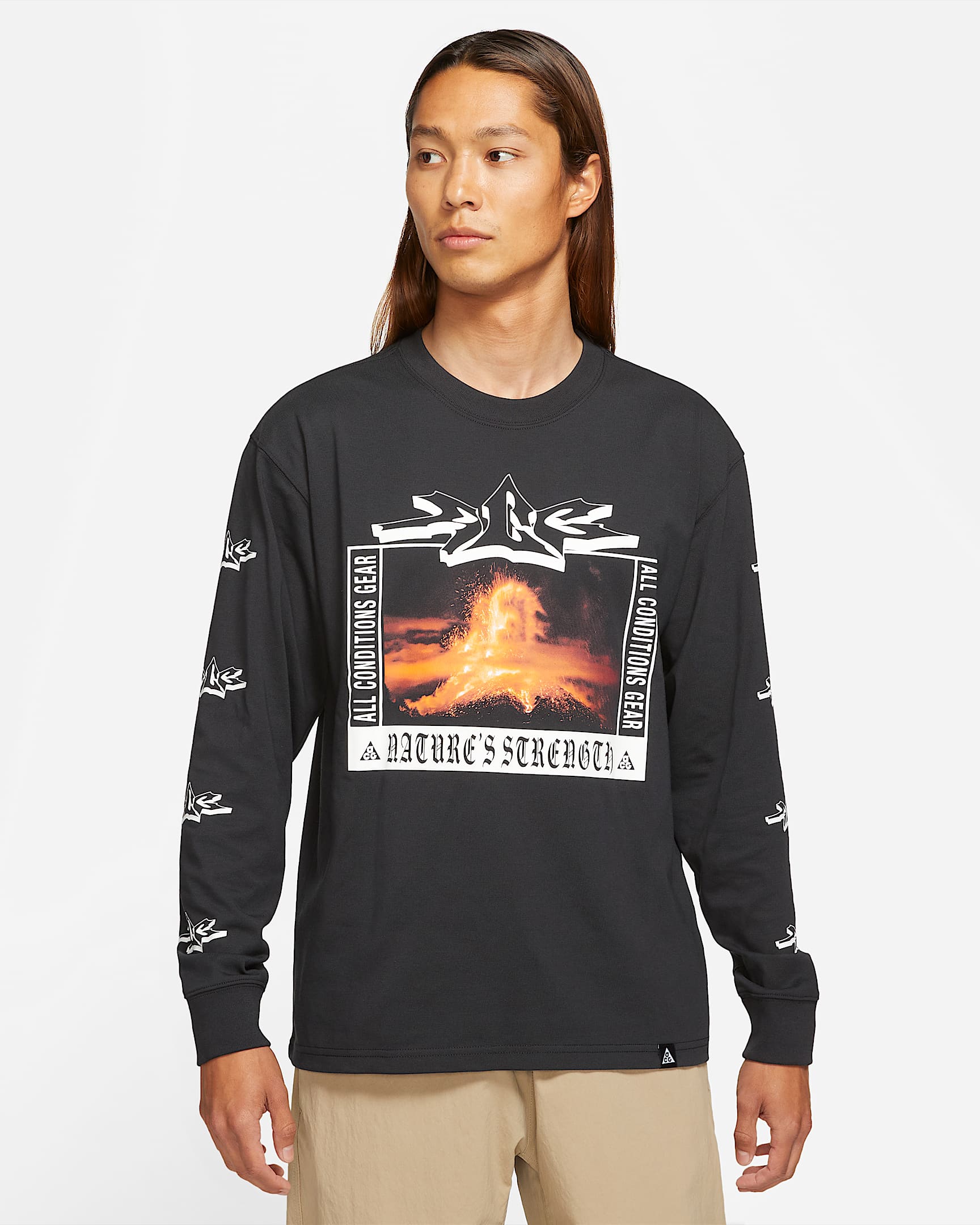 Nike ACG "Volcano" 男子长袖T恤 - 黑