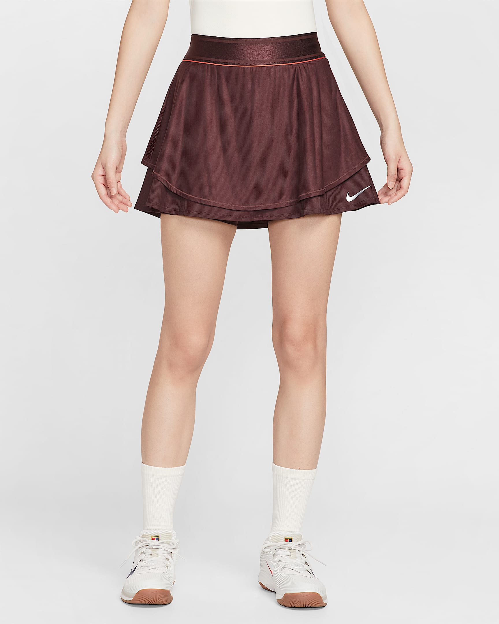 NikeCourt Slam Dri-FIT 女子速干高腰网球半身裙 - 鲜亮勃艮第酒红/浅深红