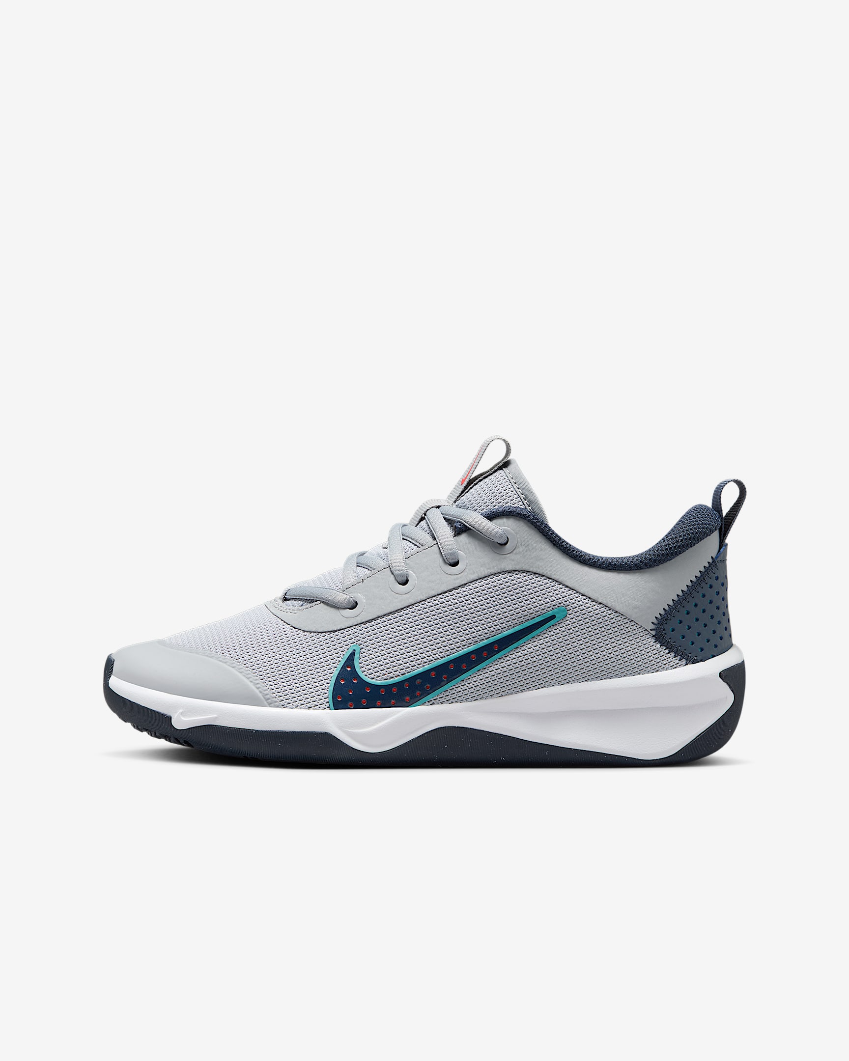 Nike Omni Multi-Court 大童体育课综合运动鞋 - 狼灰/亮深红/仙人掌绿/闪电蓝