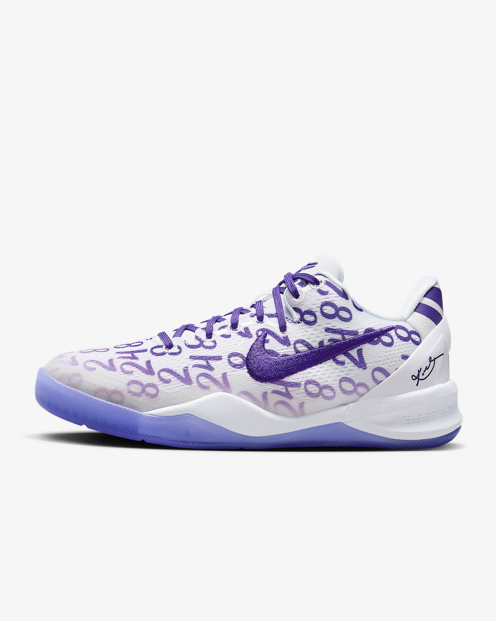 Kobe VIII Nike 科比系列大童实战篮球鞋 - 白色/白色/庭紫