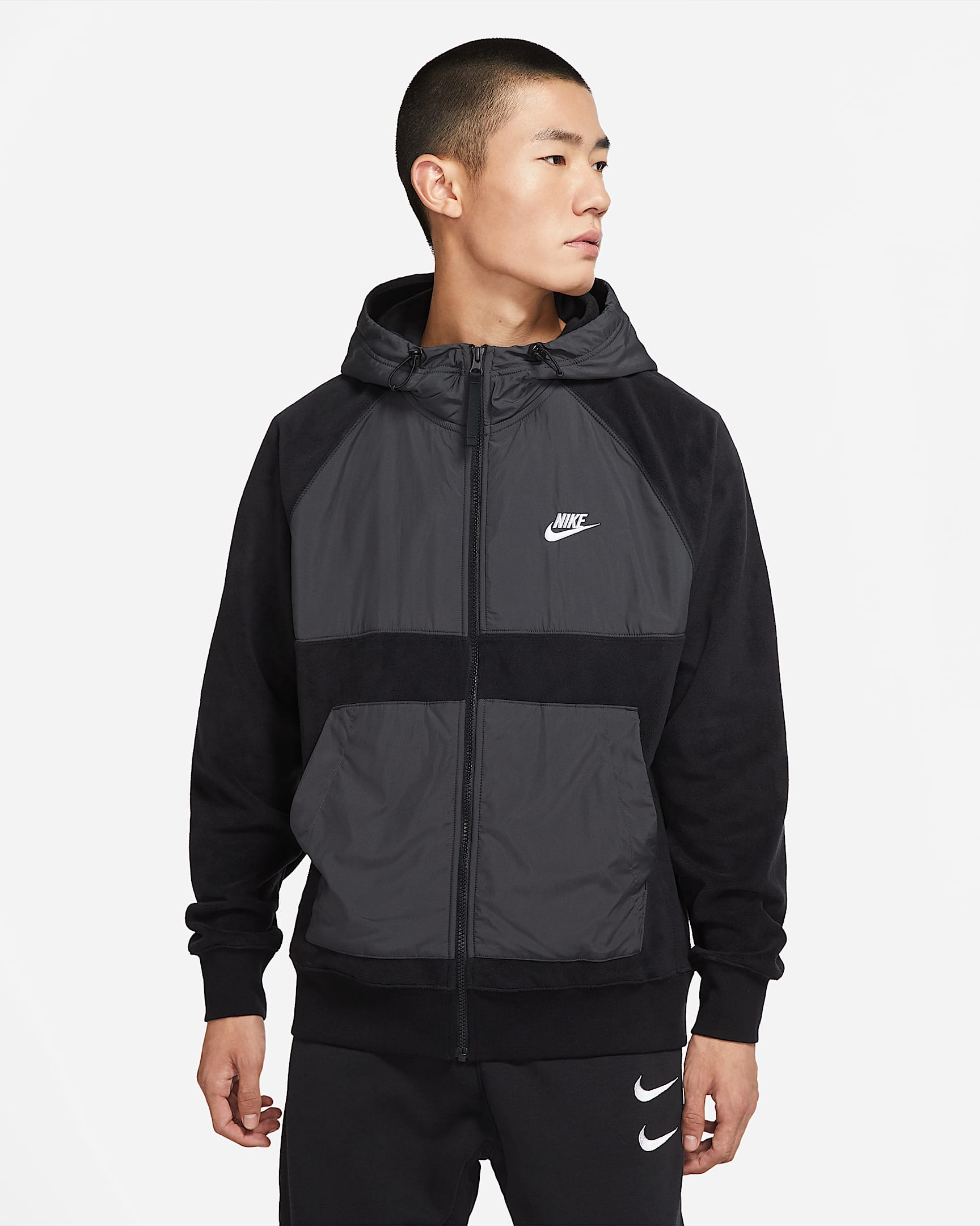 Nike Sportswear 男子摇粒绒连帽衫 - 黑