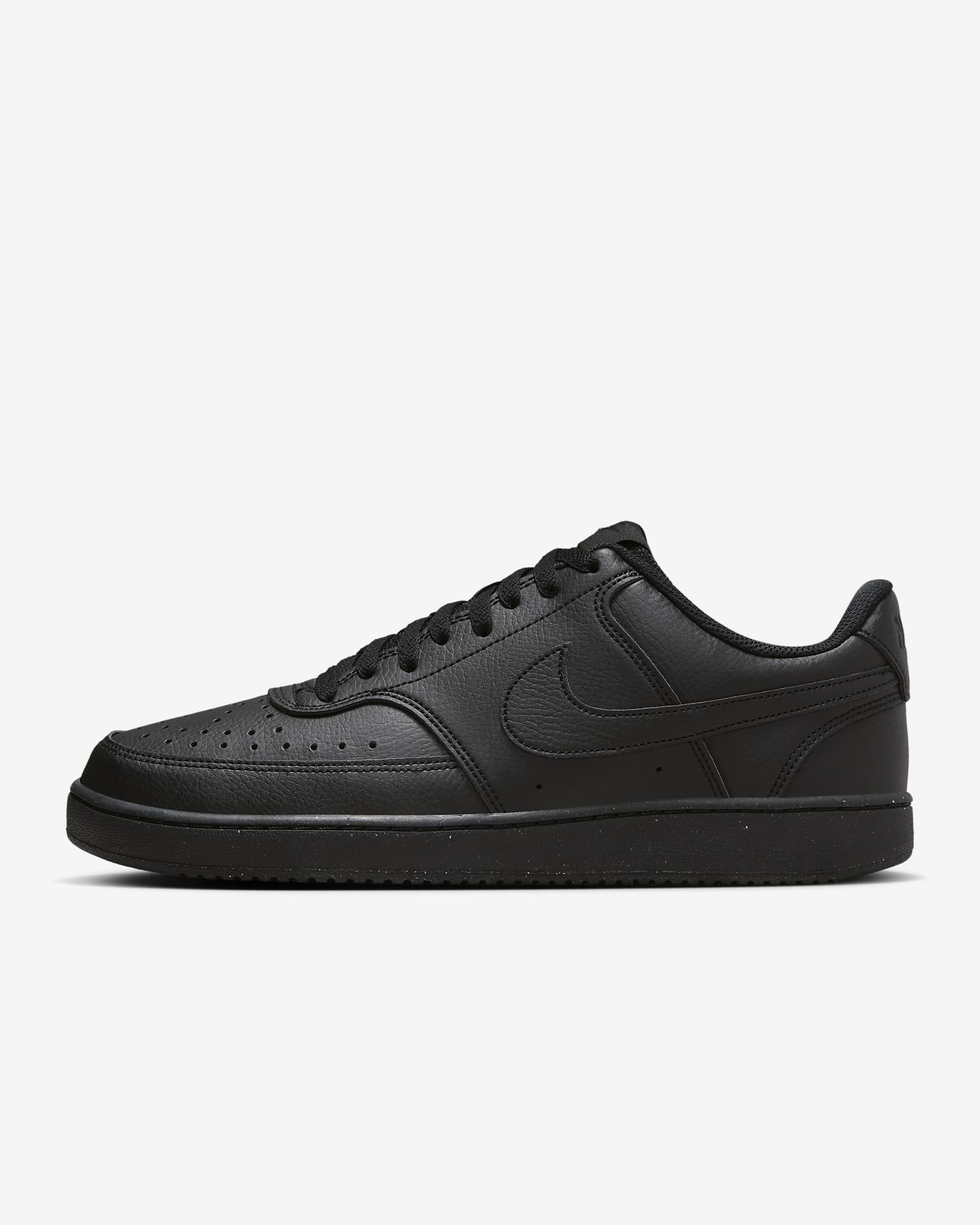 Nike Court Vision Low Next Nature 男子运动鞋透气板鞋 - 黑/黑/黑
