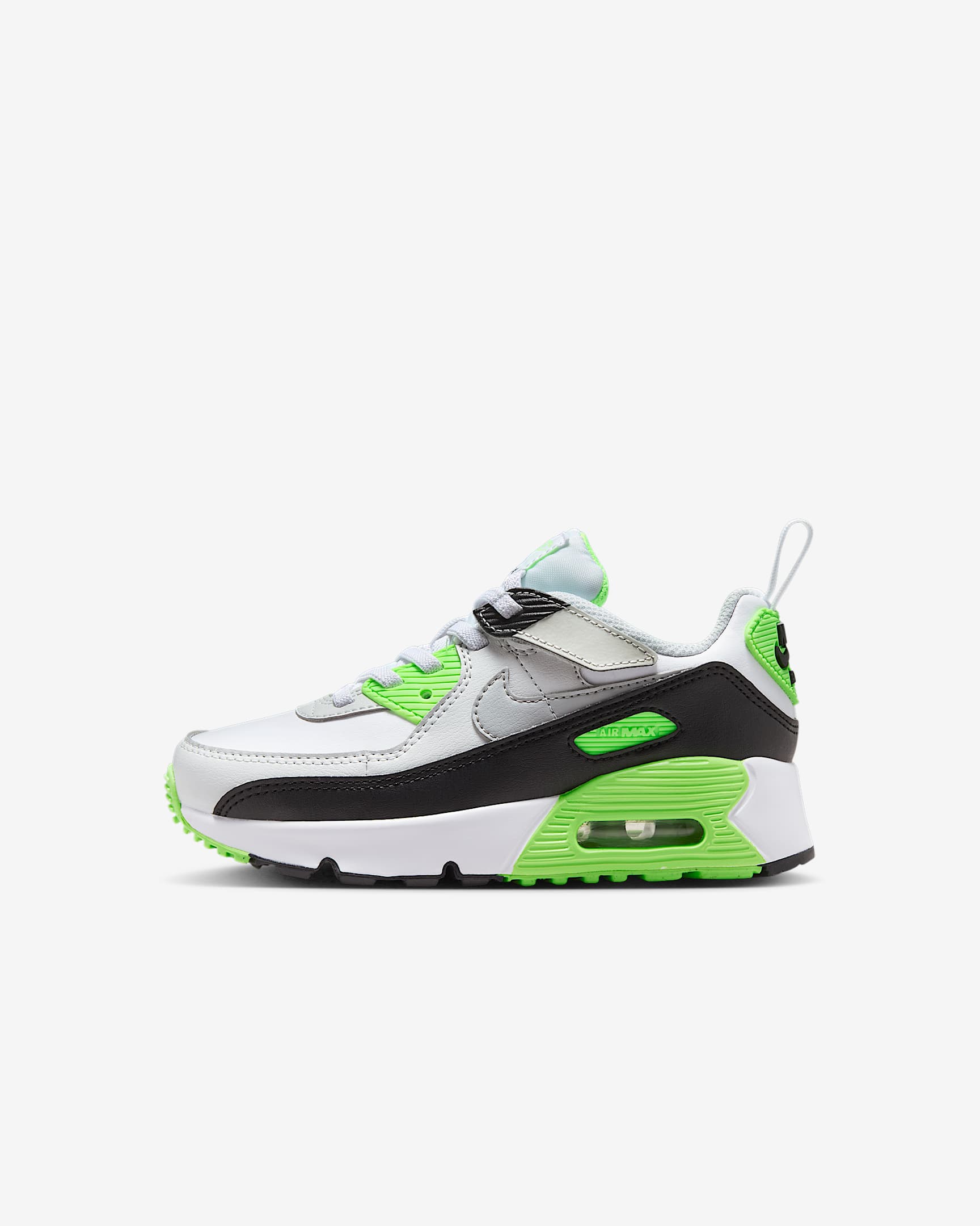 Nike Air Max 90 EasyOn 幼童易穿脱运动鞋 - 白色/尘光子色/爆炸绿黄/浅烟灰