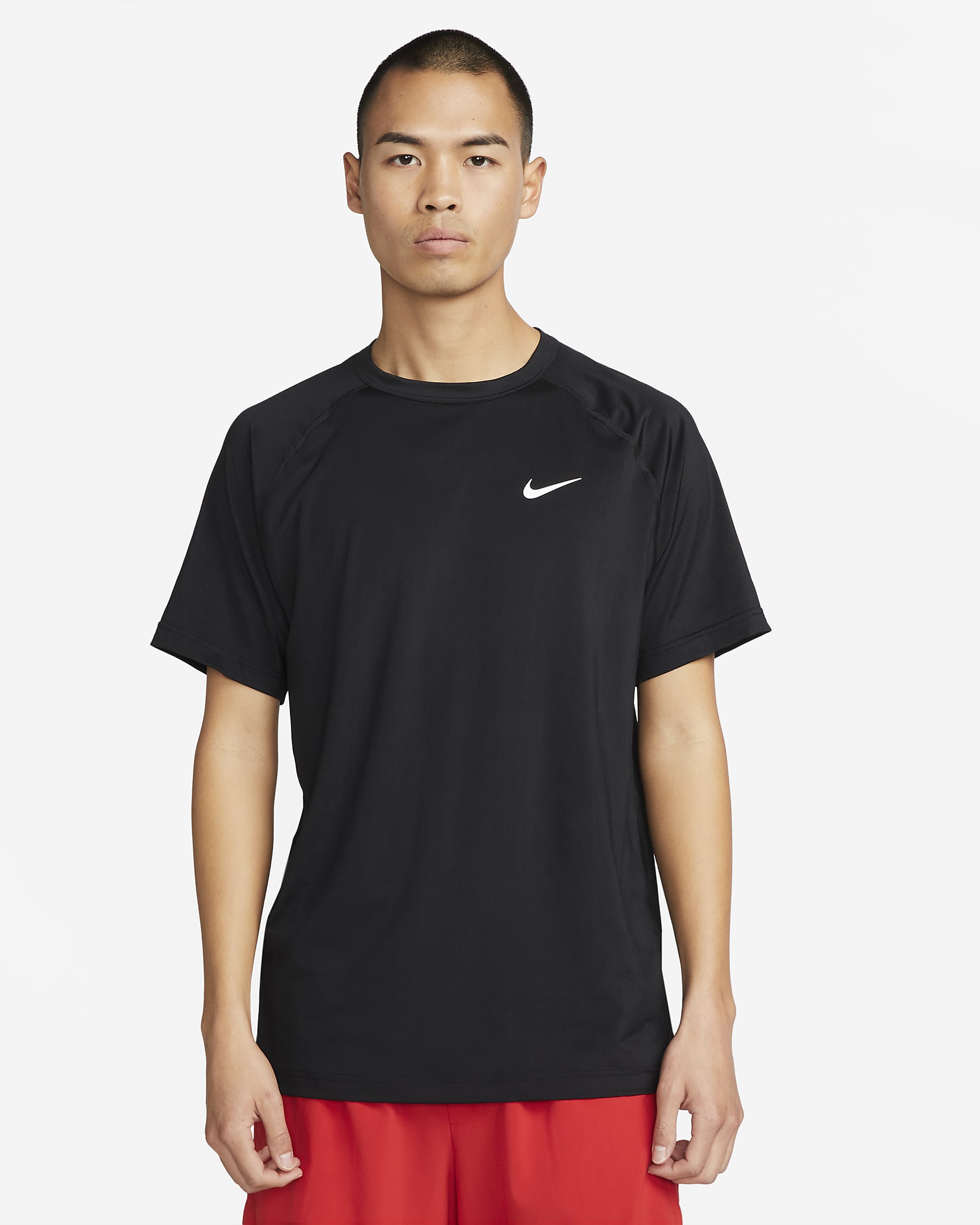 Nike Dri-FIT Ready 男子速干舒爽短袖训练上衣 - 黑/冷灰/白色