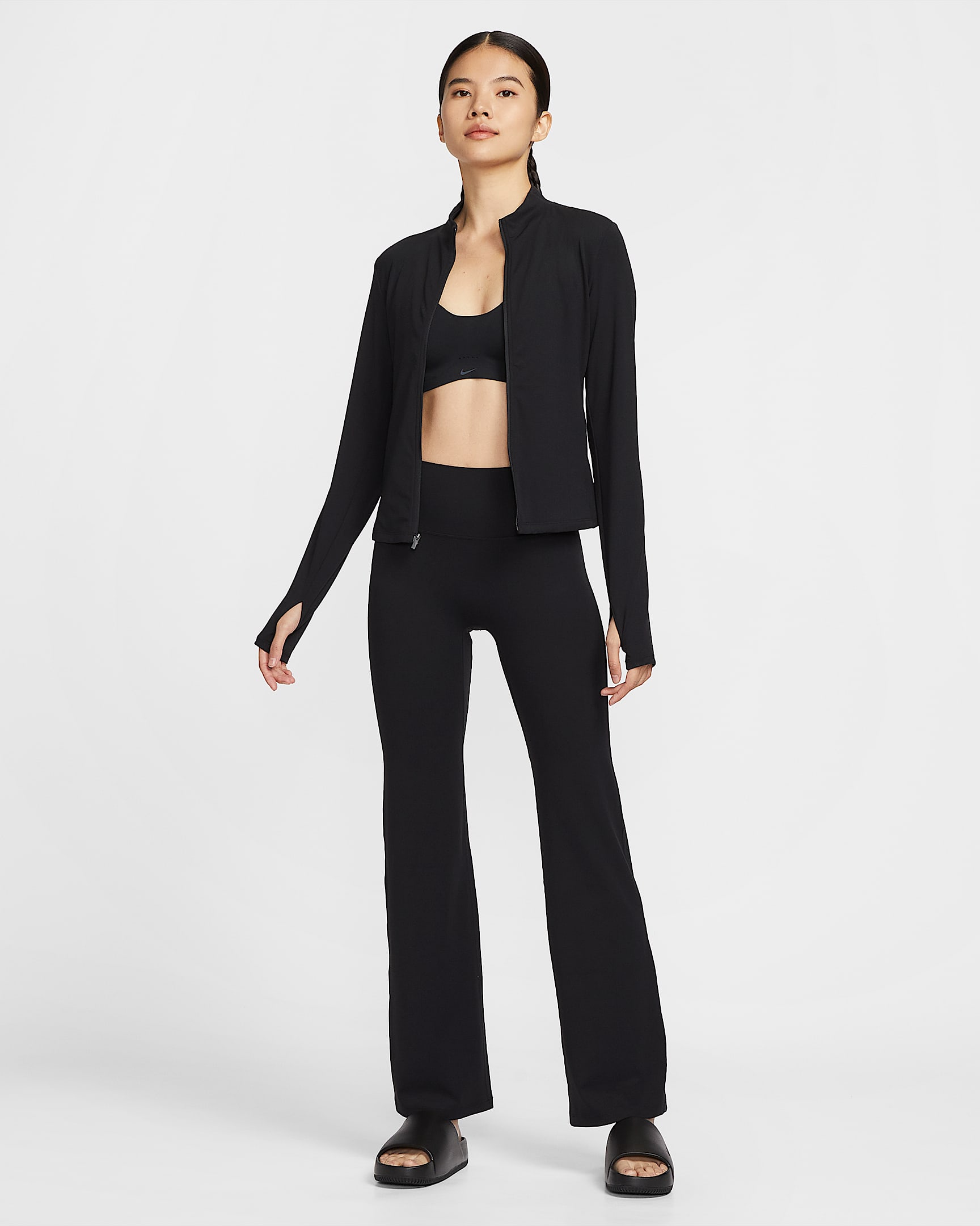 Nike Zenvy 女子速干高腰喇叭紧身裤 - 黑/冷灰