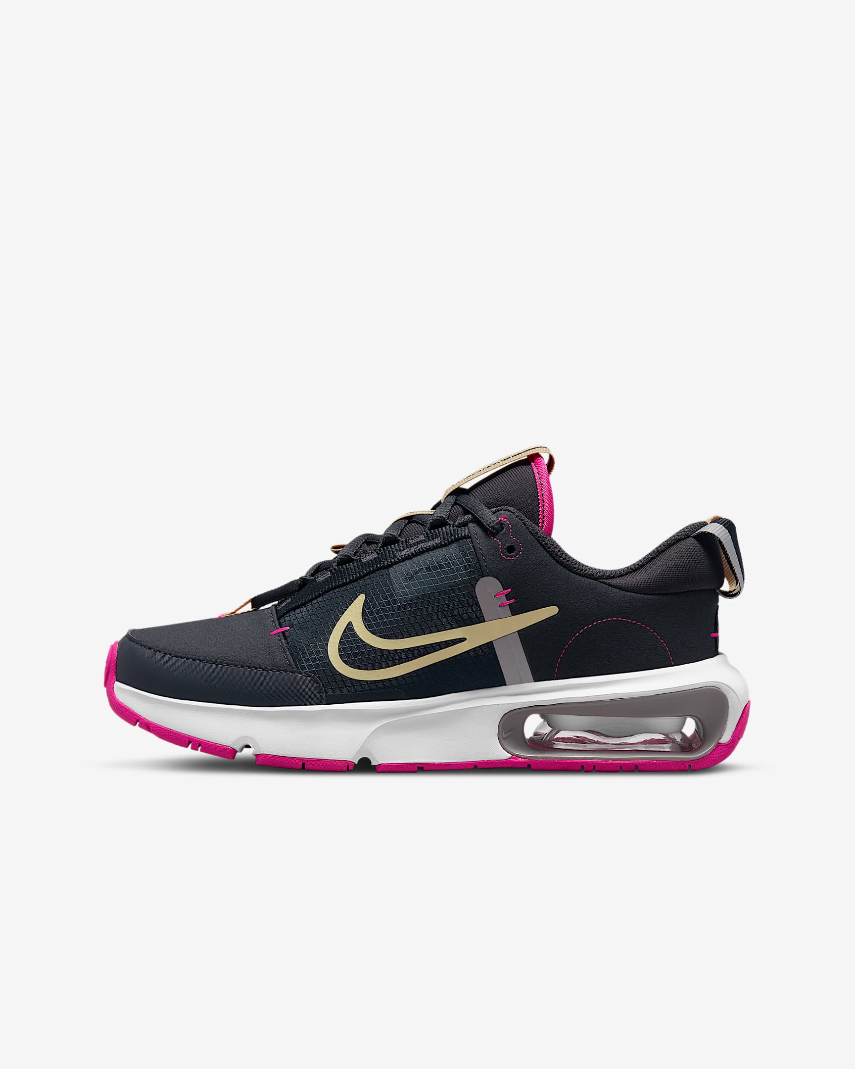 Nike Air Max INTRLK SE (GS) 大童运动童鞋 - 灰黑/深粉/山峰白/金属耀眼金