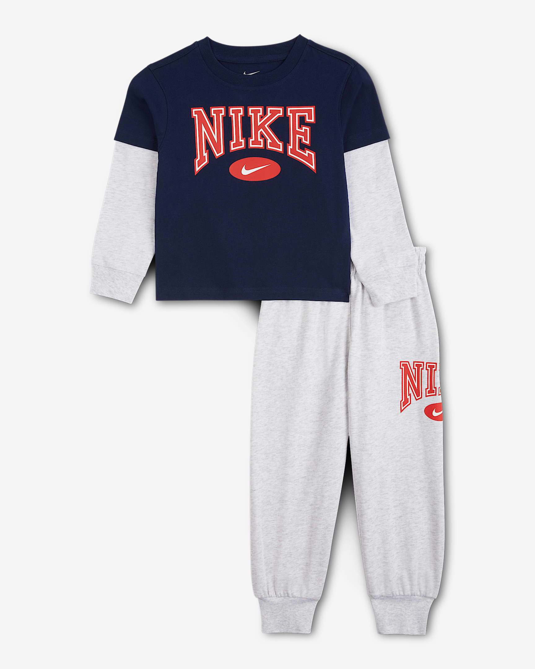 Nike Essentials 幼童长袖T恤和长裤套装 - 调色桦树色
