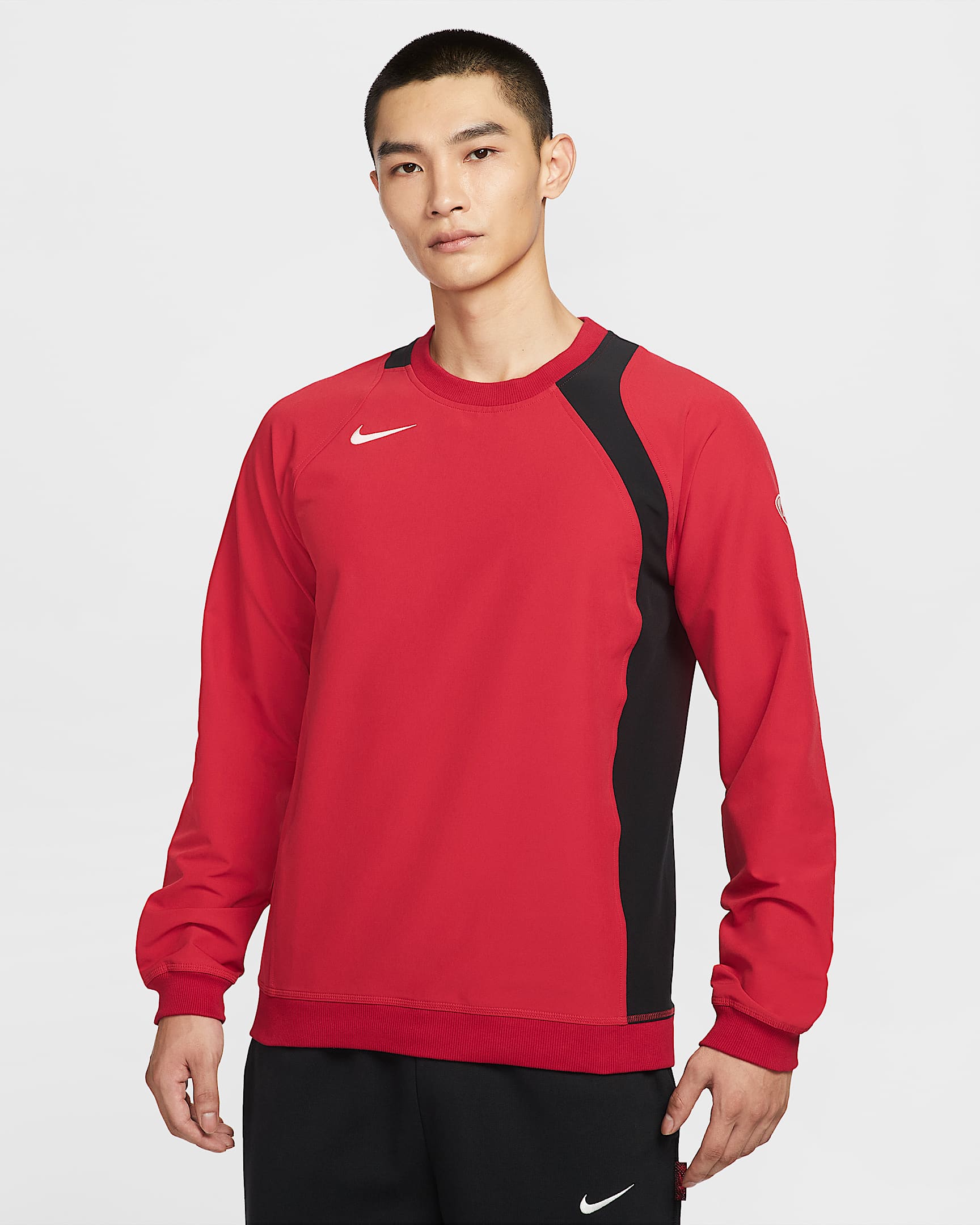 Nike Total 90 Repel 男子拒水薄绒里料足球圆领上衣 - 健身红/黑/帆白
