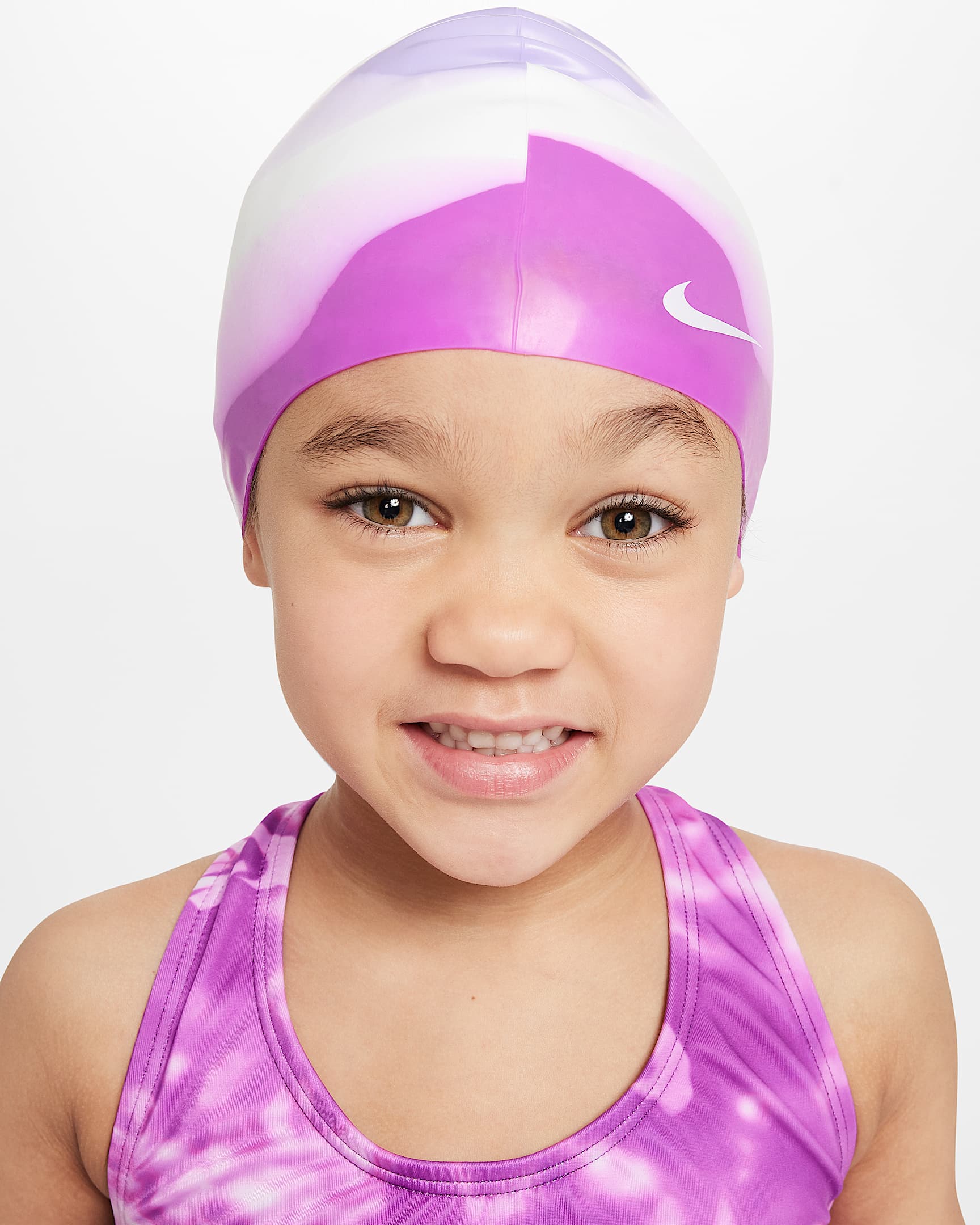 Nike Swim 大童硅胶耐氯泳帽 - 绣球花紫/明亮紫/白色/白色