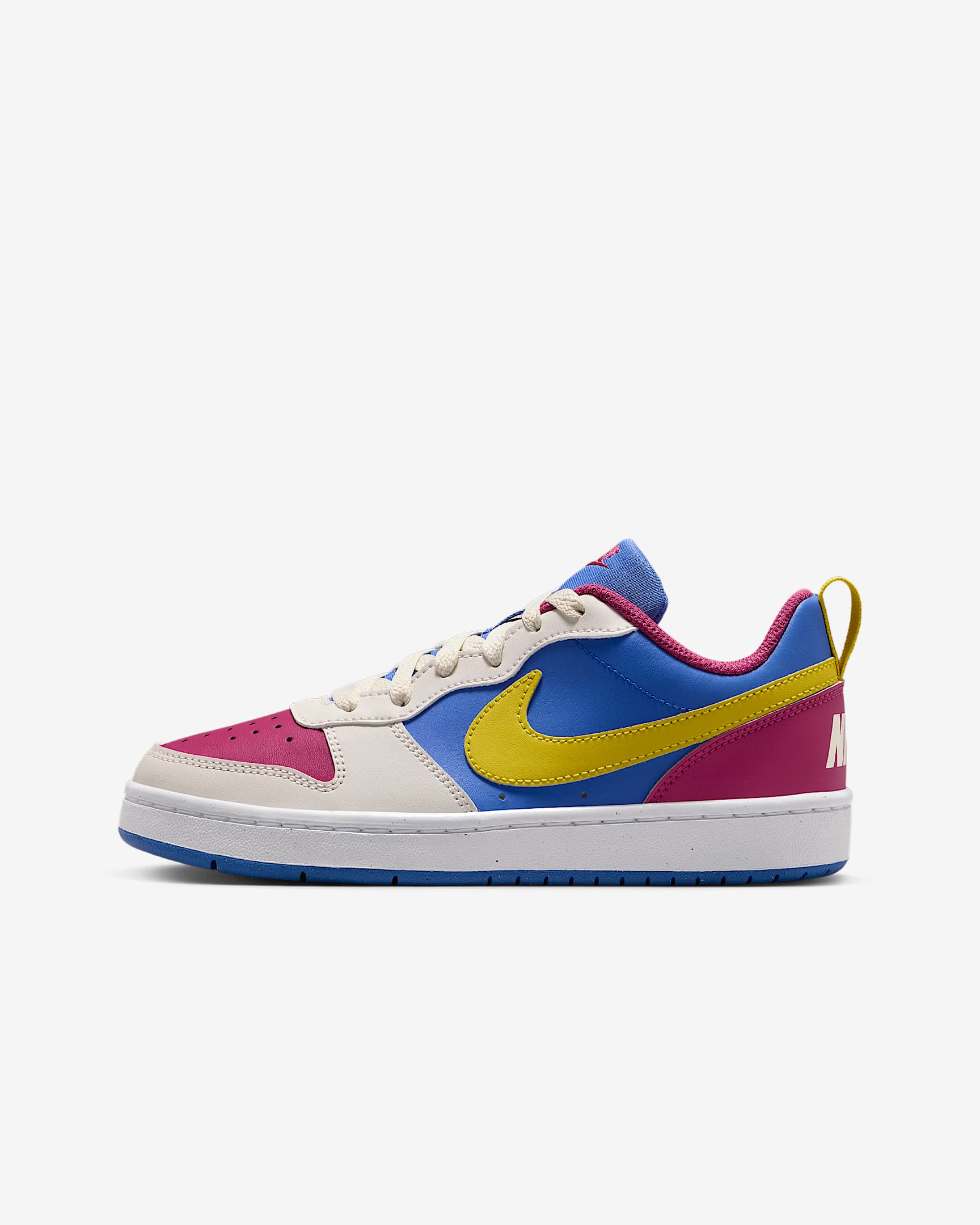 Nike Court Borough Low Recraft 耐克酷菠萝大童运动鞋 - 甜菜红/珍珠灰/彗星蓝/亮黄