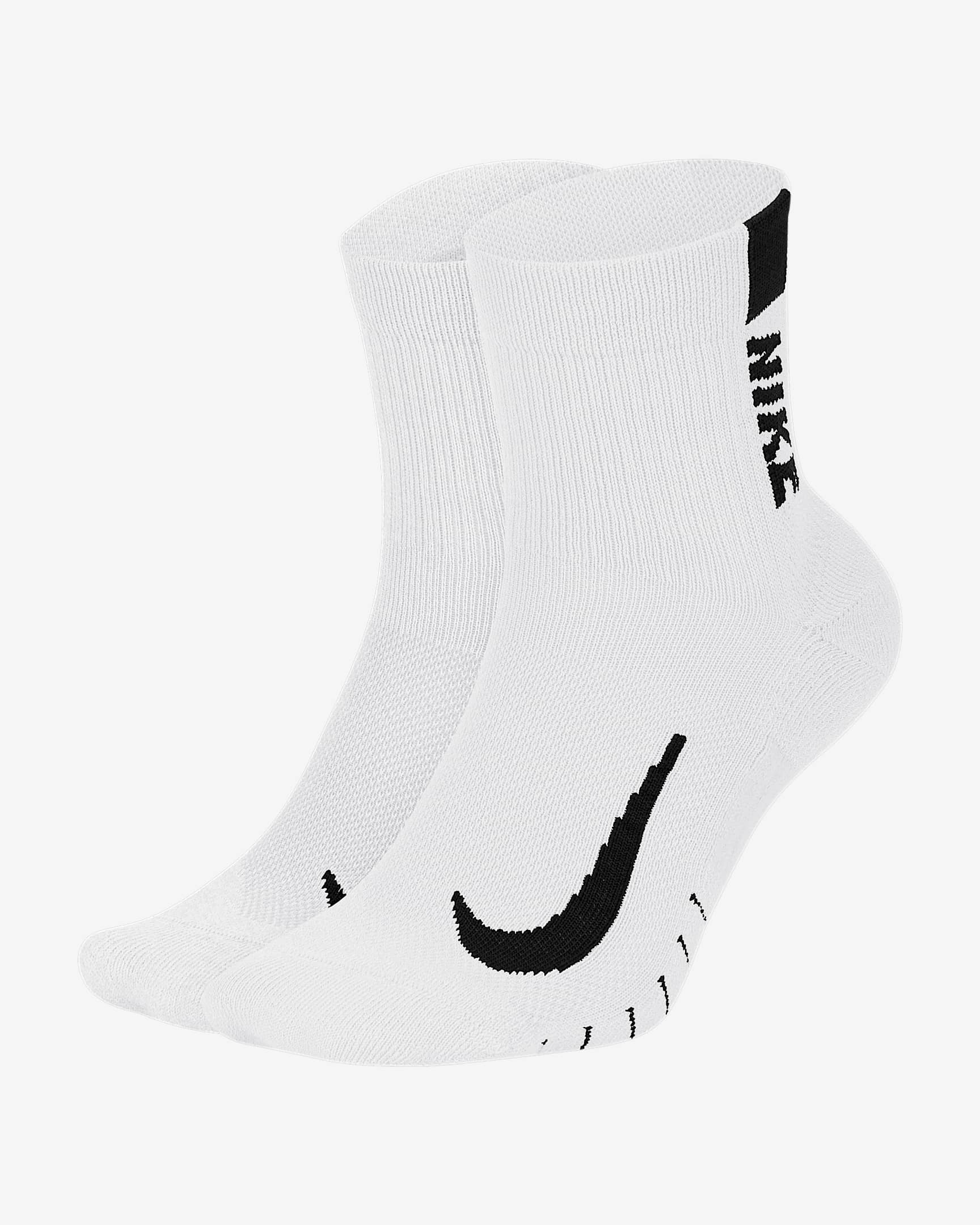 Nike Multiplier 速干跑步短袜（2 双） - 白色/黑
