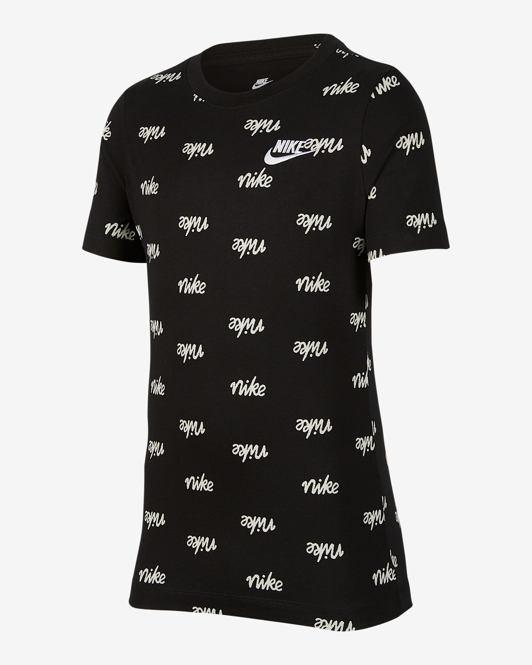 Nike Sportswear 大童(男孩)T恤 - 黑/白色/白色