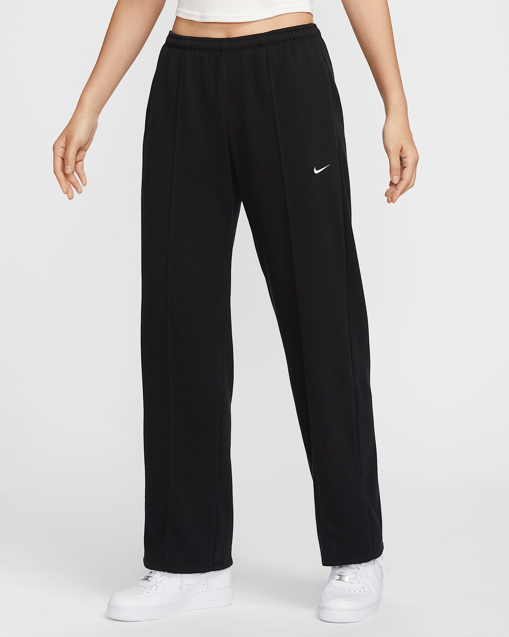 Nike Sportswear Chill Terry 女子中腰法式毛圈运动裤 - 黑/帆白