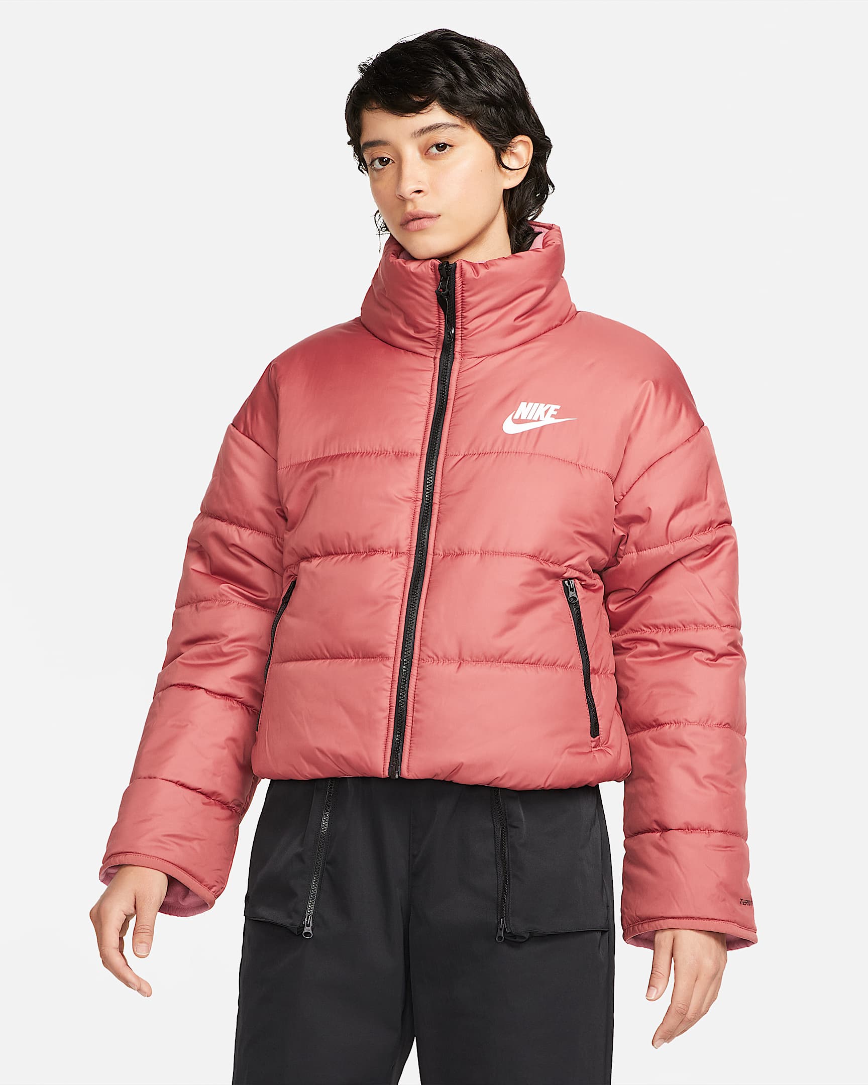 Nike Sportswear Therma-FIT Repel 女子双面穿夹克 - 峡谷锈橙/淡莓红/黑/白色