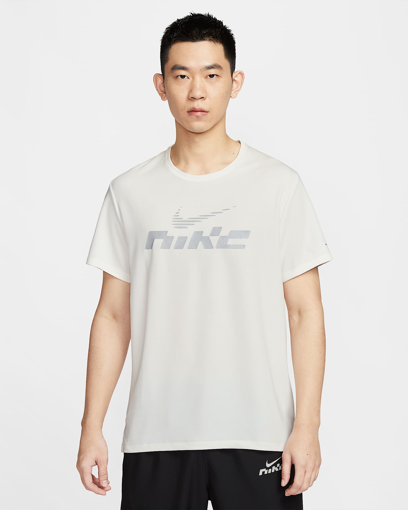 Nike Miler Flash Dri-FIT 男子防晒速干短袖跑步上衣 - 帆白